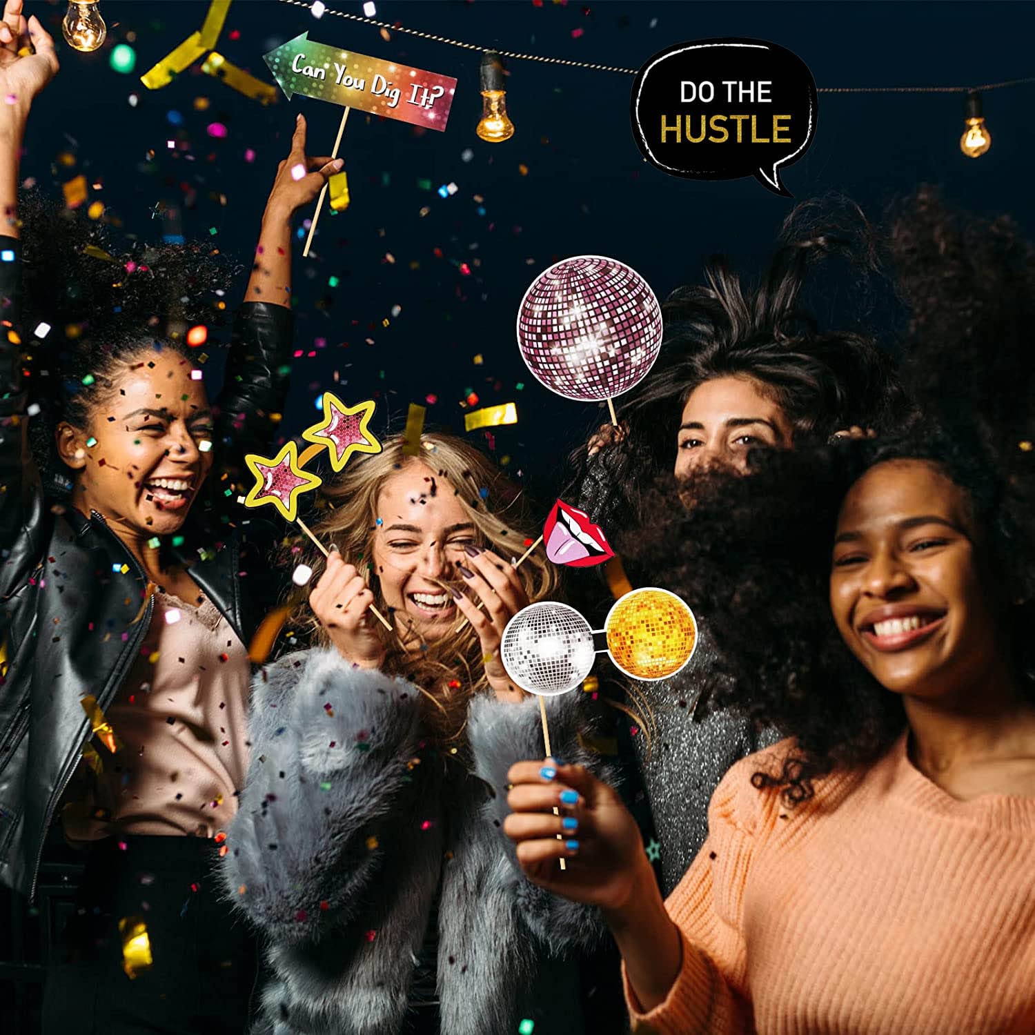 Accessoires De Photomaton De Fête Disco Et Mamma Mia. Décoration De