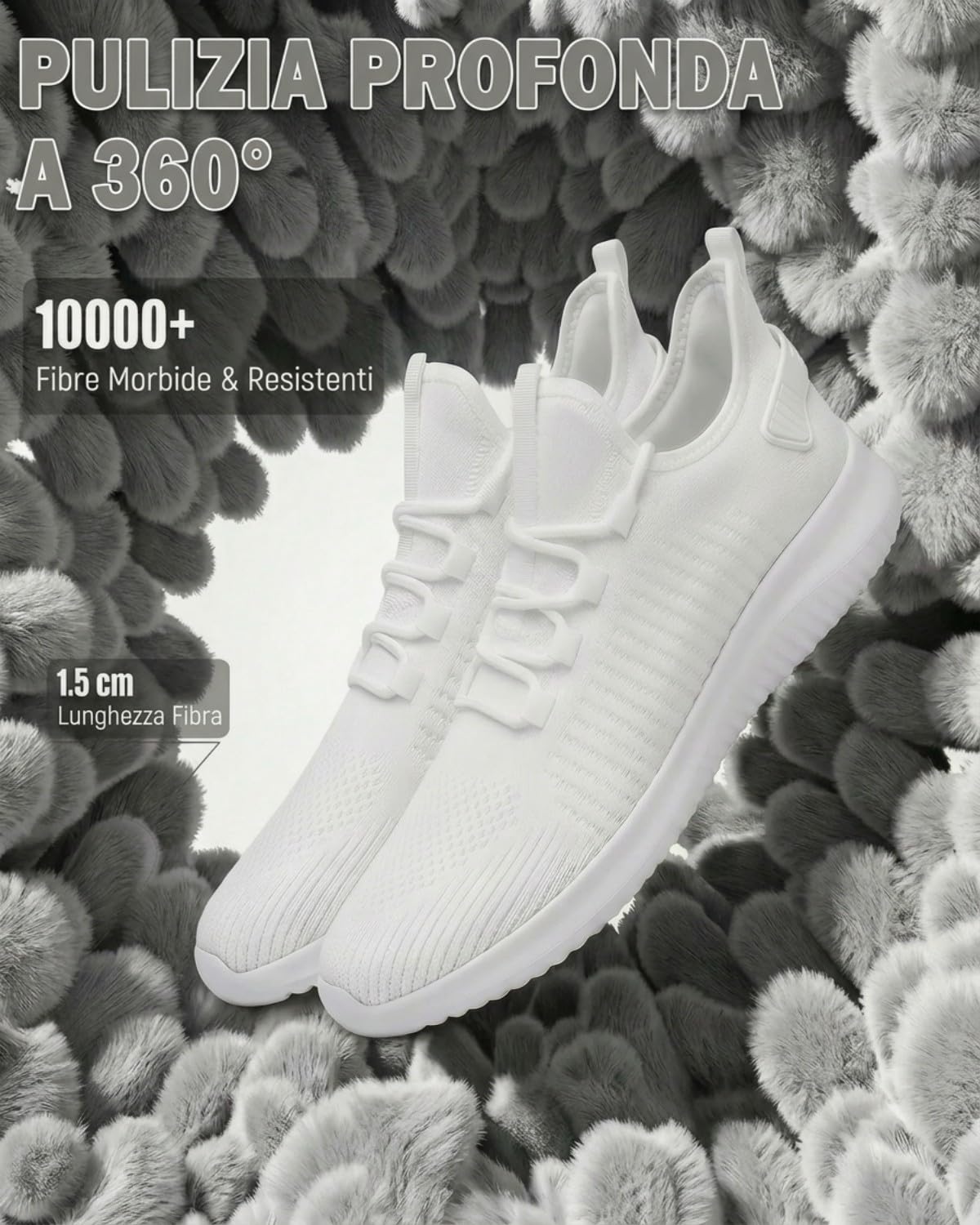 Set da 2 Sacche per Lavatrice con Chiusura Lampo Bloccabile, Lavabile in Lavatrice, Pulizia a 360°, Protezione Scarpe Sportive, Bianca, Grigio
