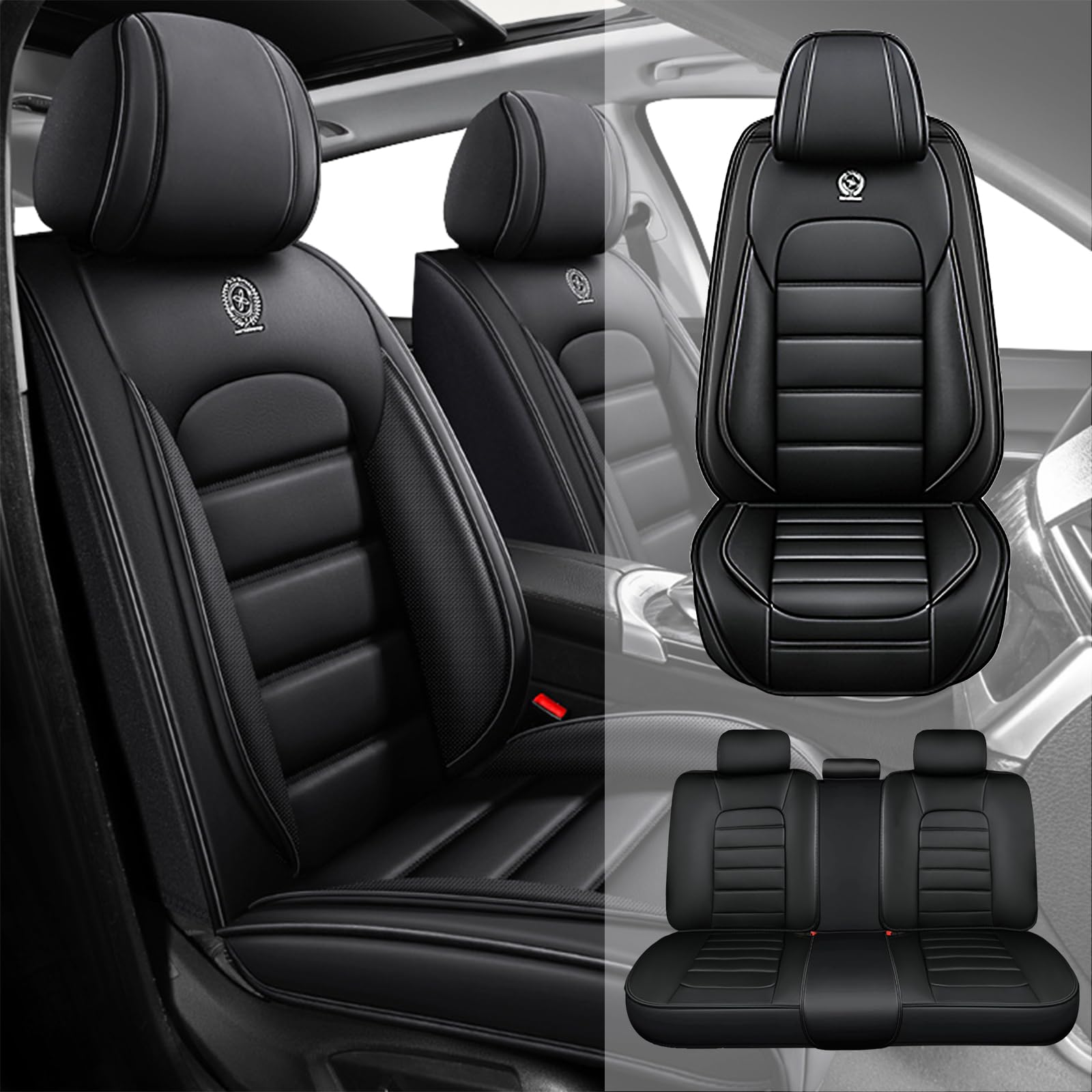 Fit for 95% of Cars SUVs Seat Covers,Car Seat Cover Protector,Waterproof Front &amp; Rear Car Seat Covers(Standard-Black)