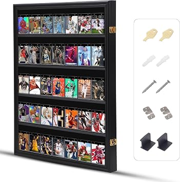 Nice C Baseball Card Display Case, Sports Card Holder, Graded Sports Card Display Case, Trading Card Display Case, 98% UV Protection, 35 Cards, Lockable Vertical 1 Pack
