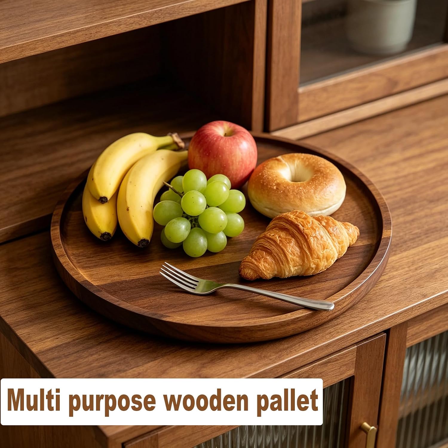 Round Wood Tray, Acacia Wooden Decorative Serving Trays for Coffee Table and Home Decor, Candle Holder Tray Circular Wood Centerpiece Trays for Dining Room Table(10 Inch)