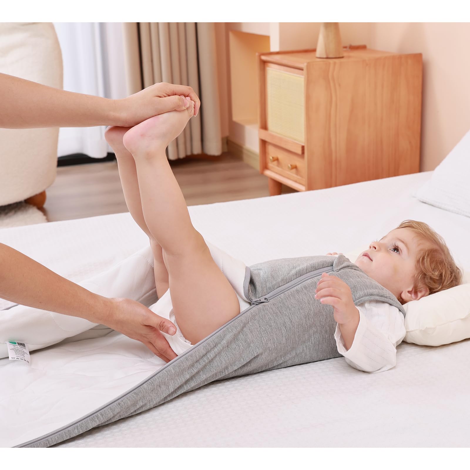 Mosebears Sacco nanna invernale per bambini 2,5 tog,Sacco Nanna Neonato in fibra di bambù, morbidissimo e caldo(18-36 mesi, Grey)