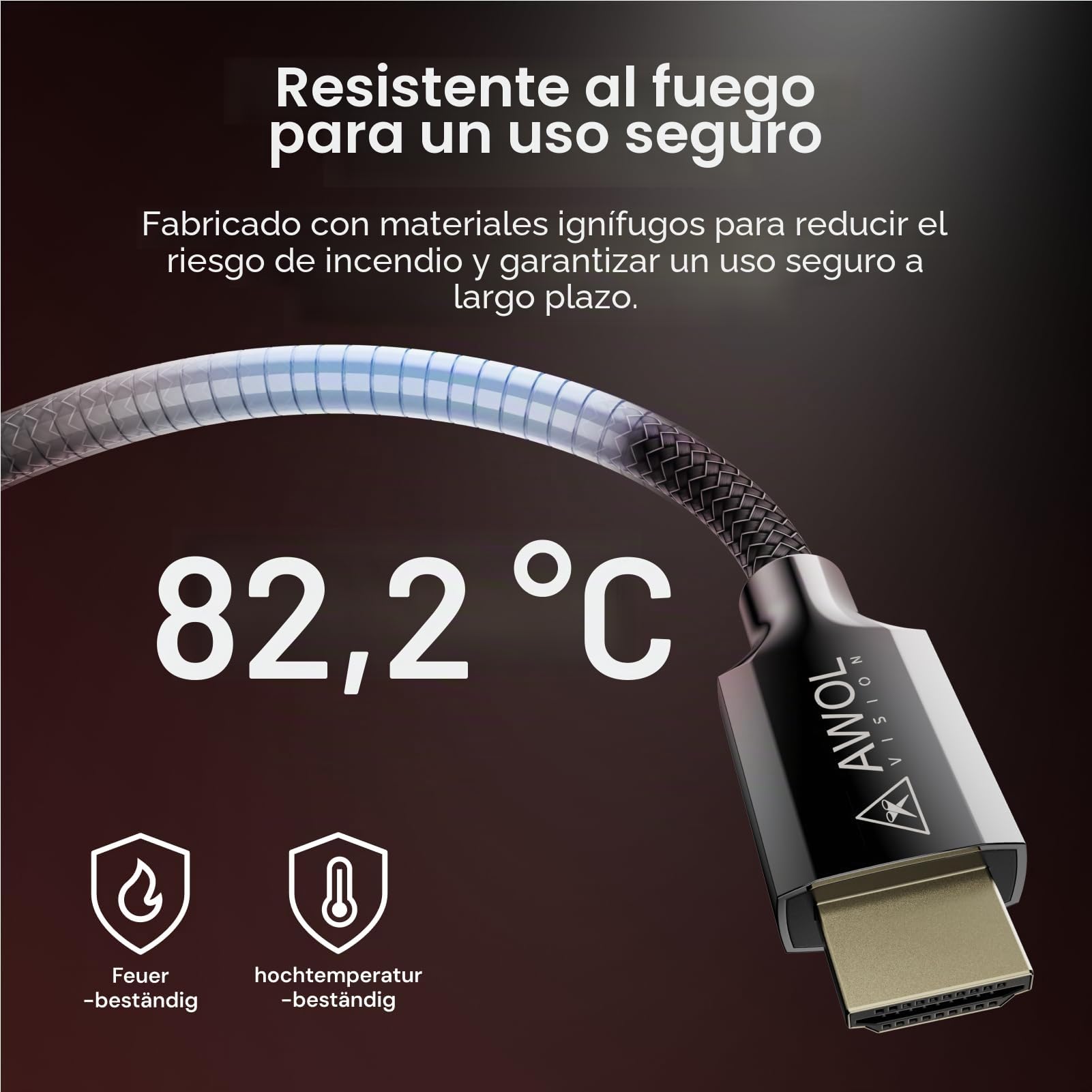 AWOL VISION Cable HDMI 2.1 Certificado 8K 2M, Cable HDMI Ultra Alta Velocidad 48Gbps 8K@60Hz, 4K@120Hz, 2K@144Hz, Compatible con PS5/Xbox/TV/PC/Proyector (HC-002)
