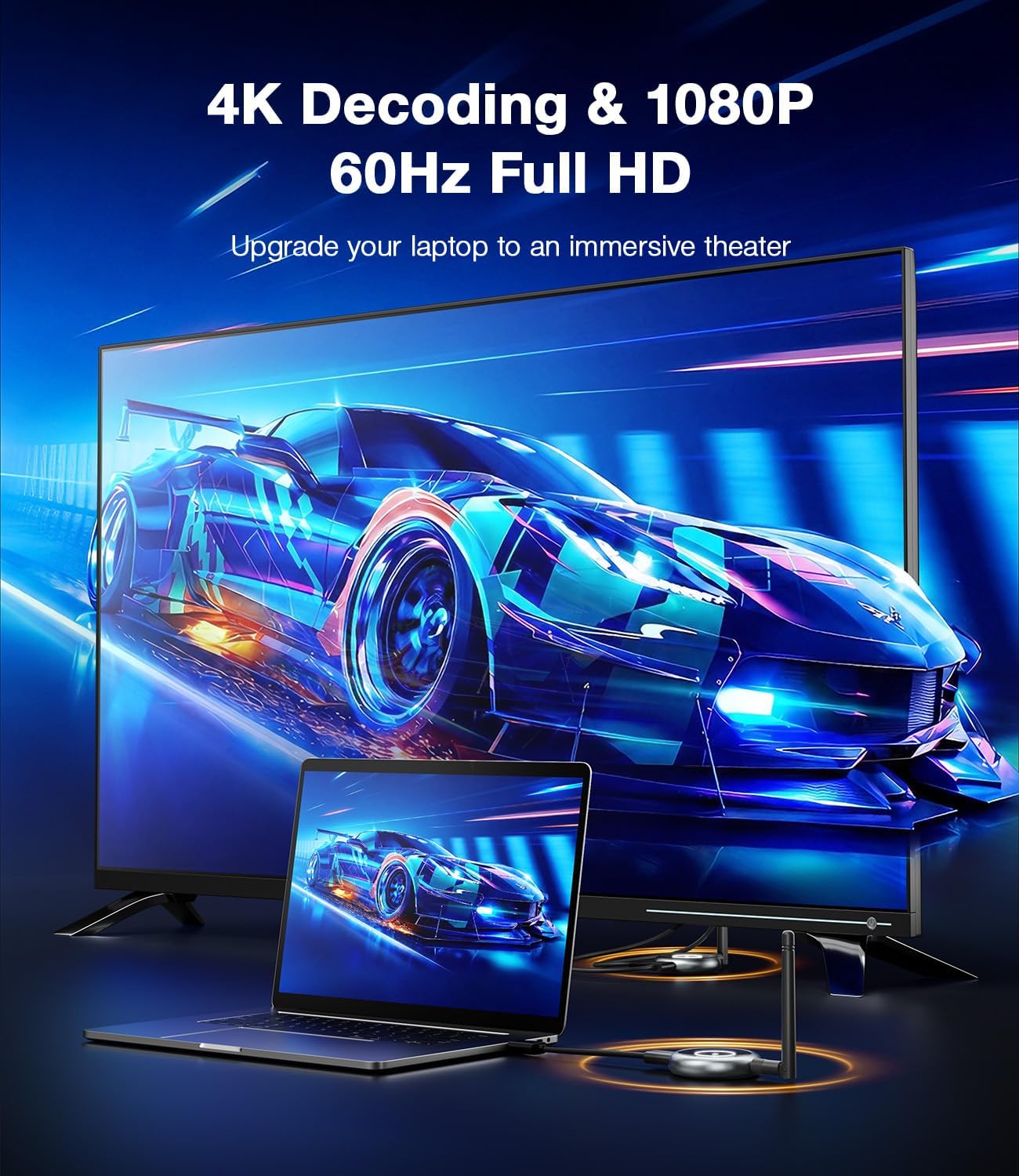 AIMIBO 5.8G Wireless HDMI Transmitter and 3 Receivers, 4K Decode 1080P@60Hz image 3