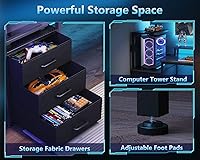 Vista 6 de AODK Escritorio para juegos de 52 pulgadas con puertos de carga USB y luz LED, escritorio reversible para computadora con estantes de almacenamiento