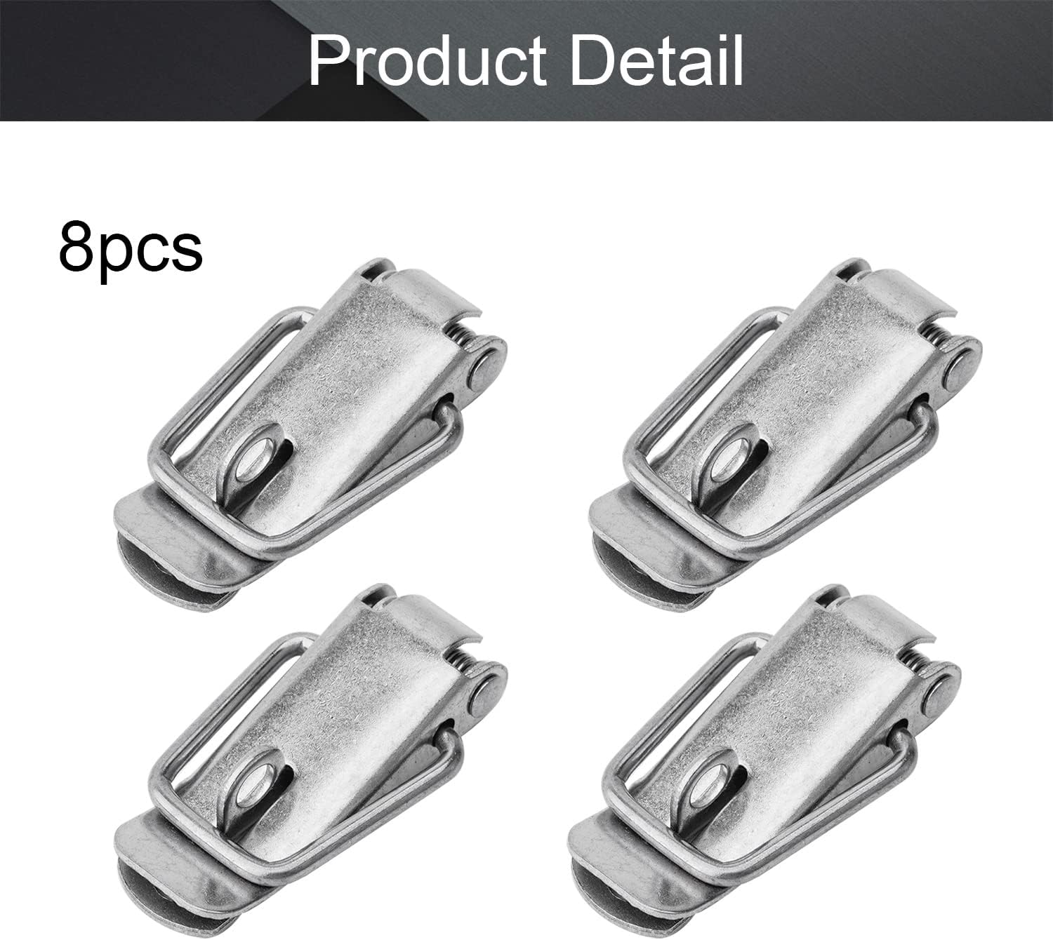 MroMax 58mm Spring Loaded Latch Catch Toggle Clamp Stainless Steel Duckbill Tensionlock Hasp for Cabinet Boxes Suitcase Safety Security Hardware Accessories Silver Tone 8pcs