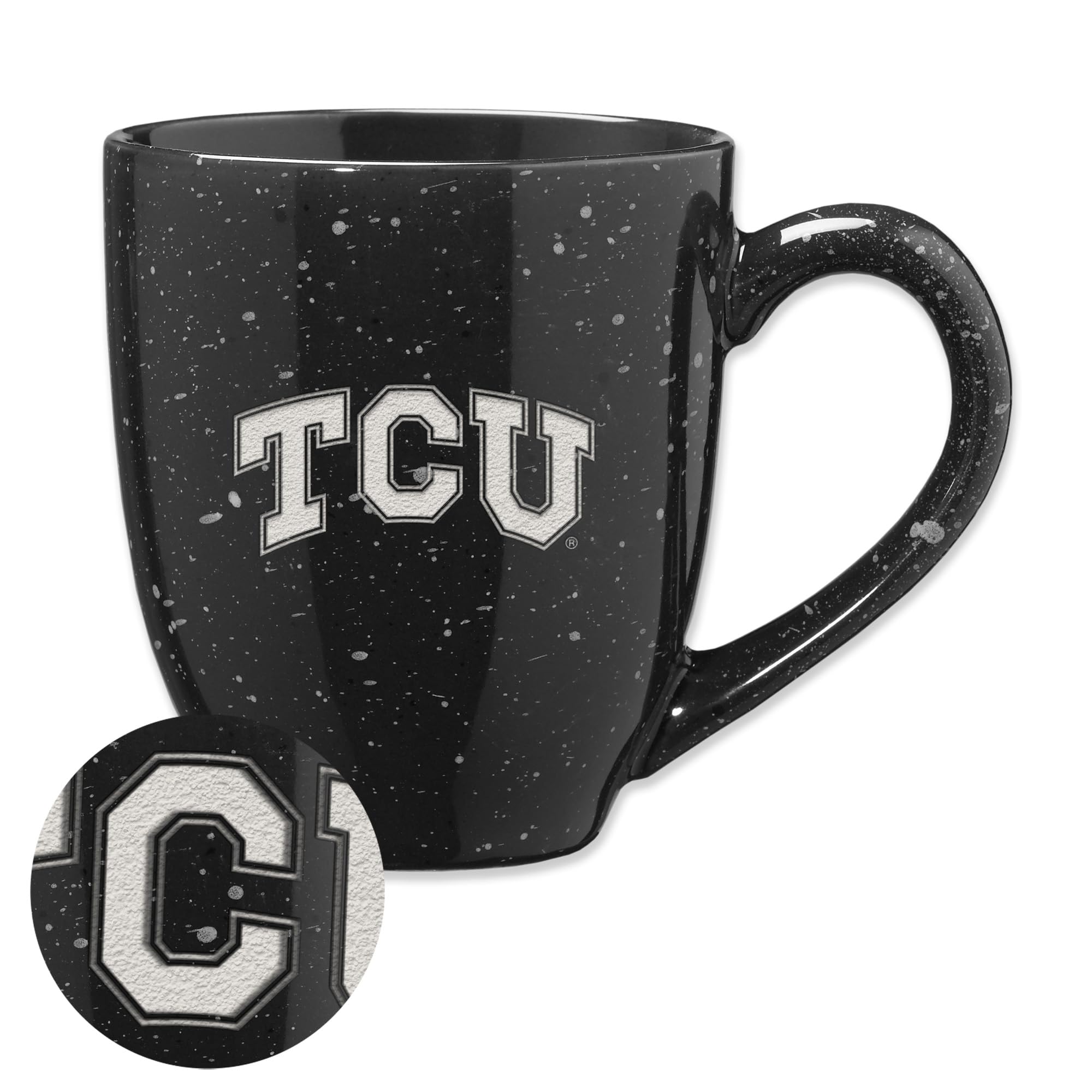 Mug TCU céramique noire mouchetée, le cadeau idéal pour fan NCAA