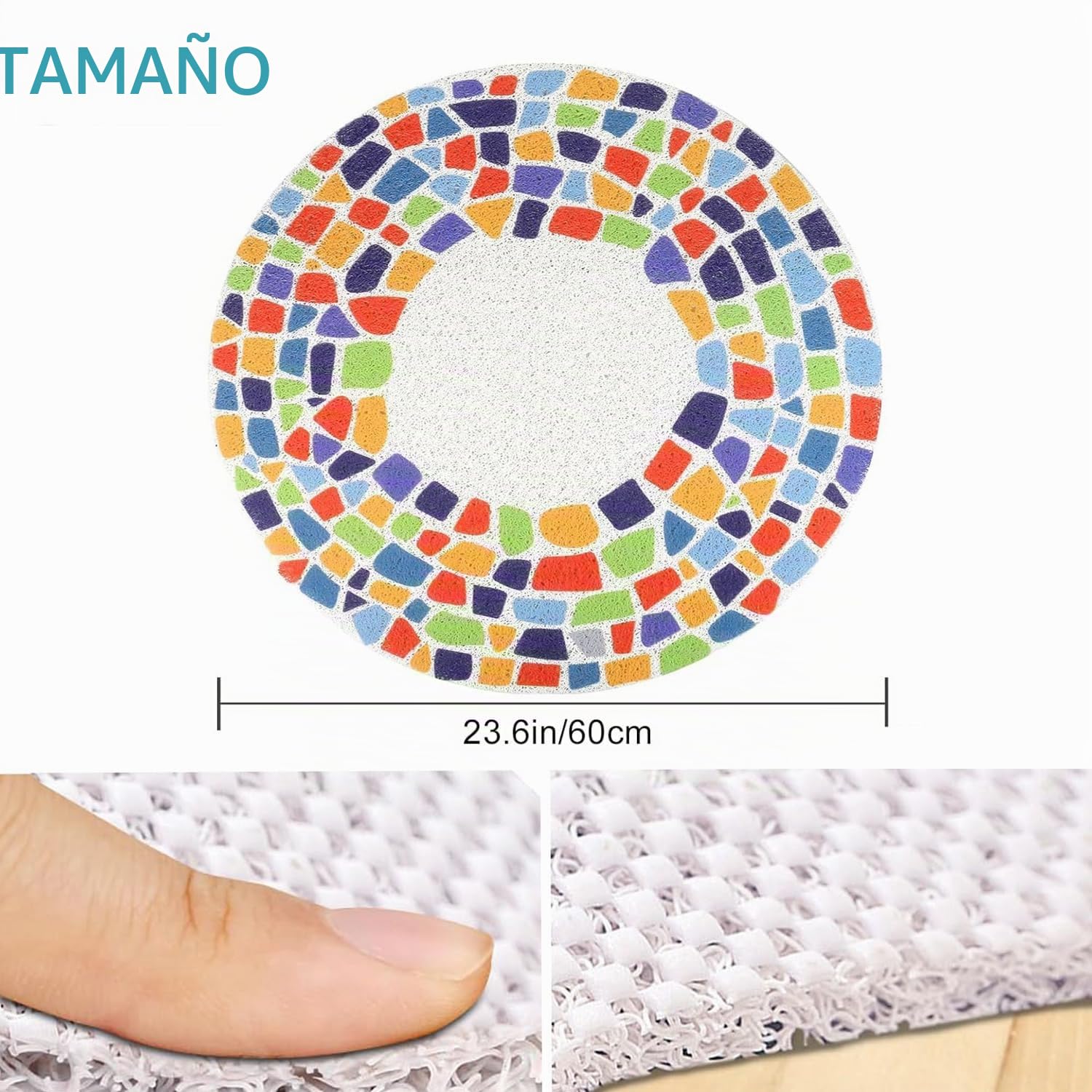 Alfombrilla de Baño de Luffa, Alfombrilla de Ducha Redonda | Alfombra de Ducha Redondo, 60cm, Alfombrilla de Baño Para Baño, Lavable a Máquina, de Secado Rápido