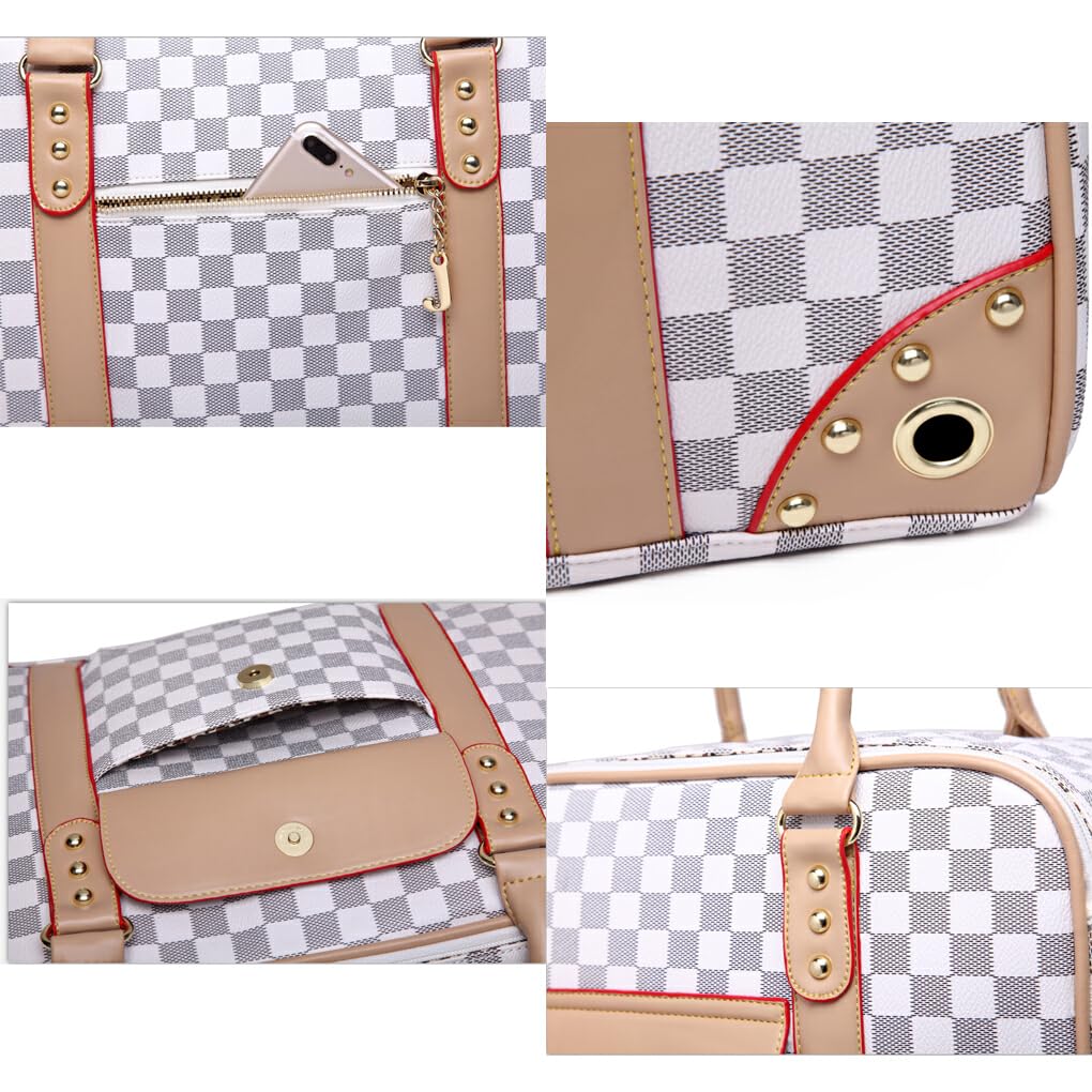 Katzentrage Handtasche, modische und praktische Tasche für Katzenbegleiter, modisches Aussehen, PU Tragetasche für Hunde und Katzen, Kaffee