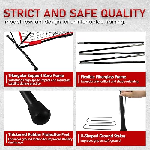 Miniatura 7 de Red de práctica de béisbol y sóftbol de 7 x 7 pies con 9 zonas de strike numeradas  Red de entrenamiento PRO para golpear, lanzar y batear  con