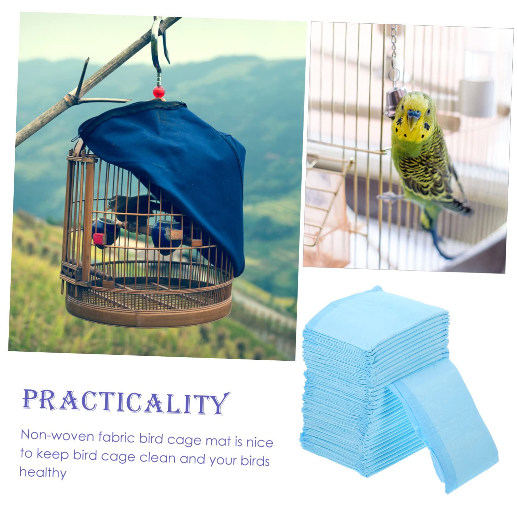 Happyyami 100 Stück Vogelkäfigeinlagen aus Vlies, Matte für Wellensittich