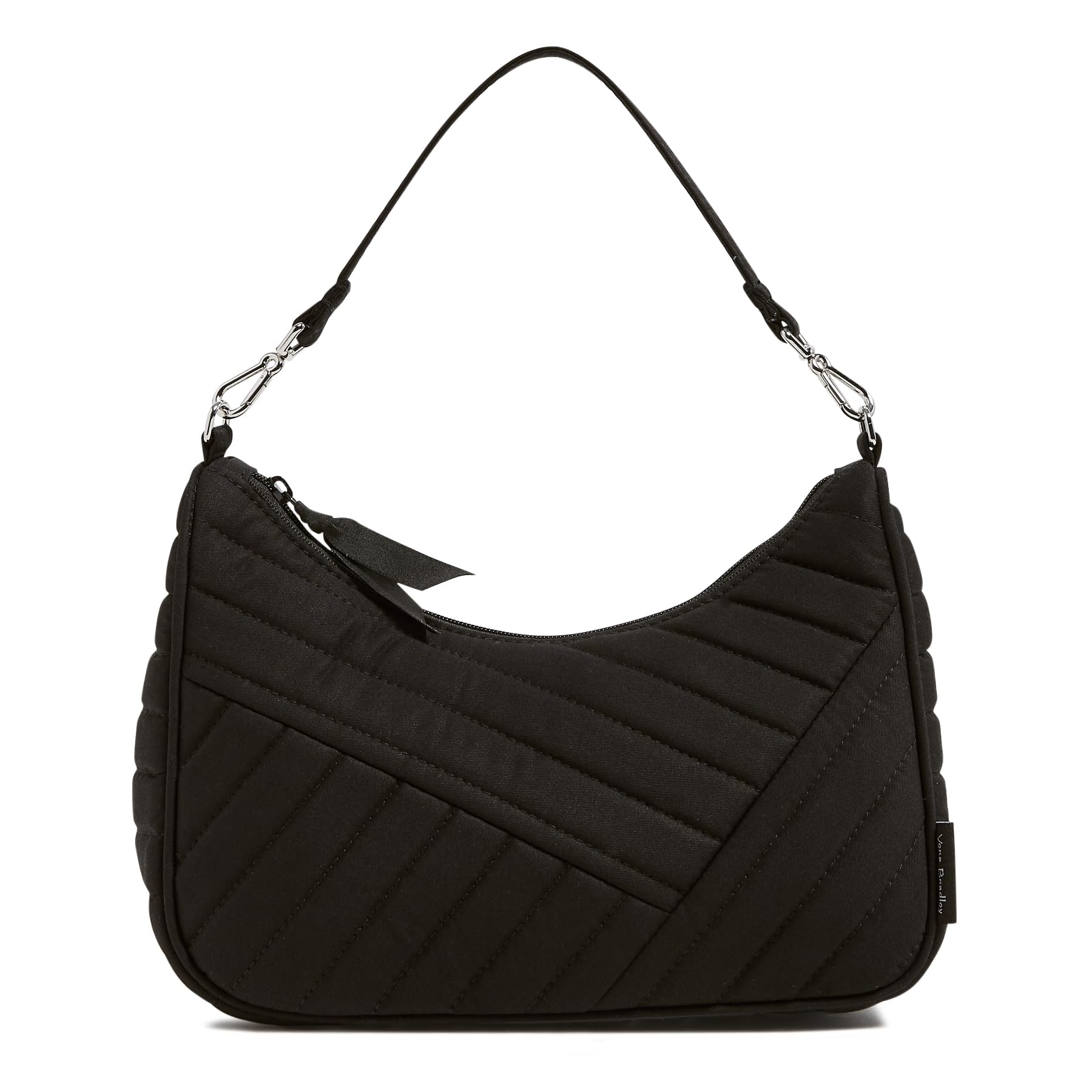 Vera Bradley Women's Cotton Frannie Mini Crescent Crossbody Purse, Black, One Size