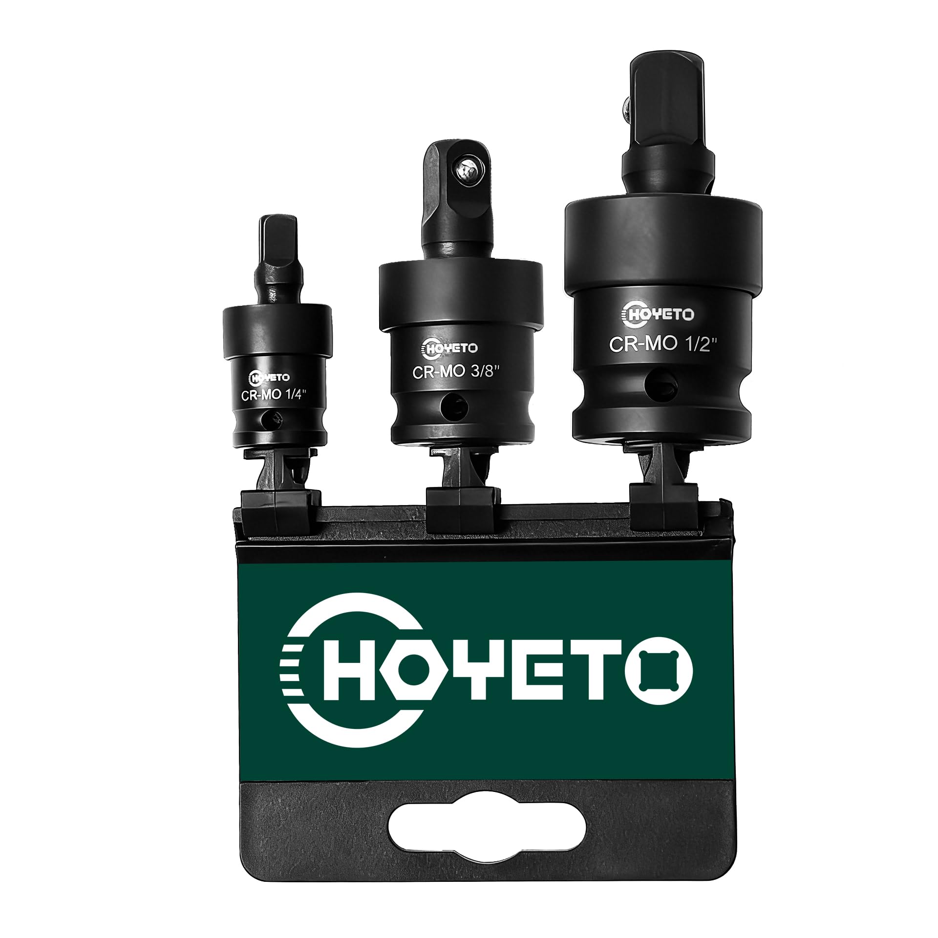 HOYETO Impact Universal Joint 1/2", 1/4" and 3/8" U-Joint 360°, Swivel Socket, Cr-Mo Steel, Ball Spring Design, can cooperate with Electric Wrench, Ratchet Wrench and Manual Wrench (WXJ-3PCS)