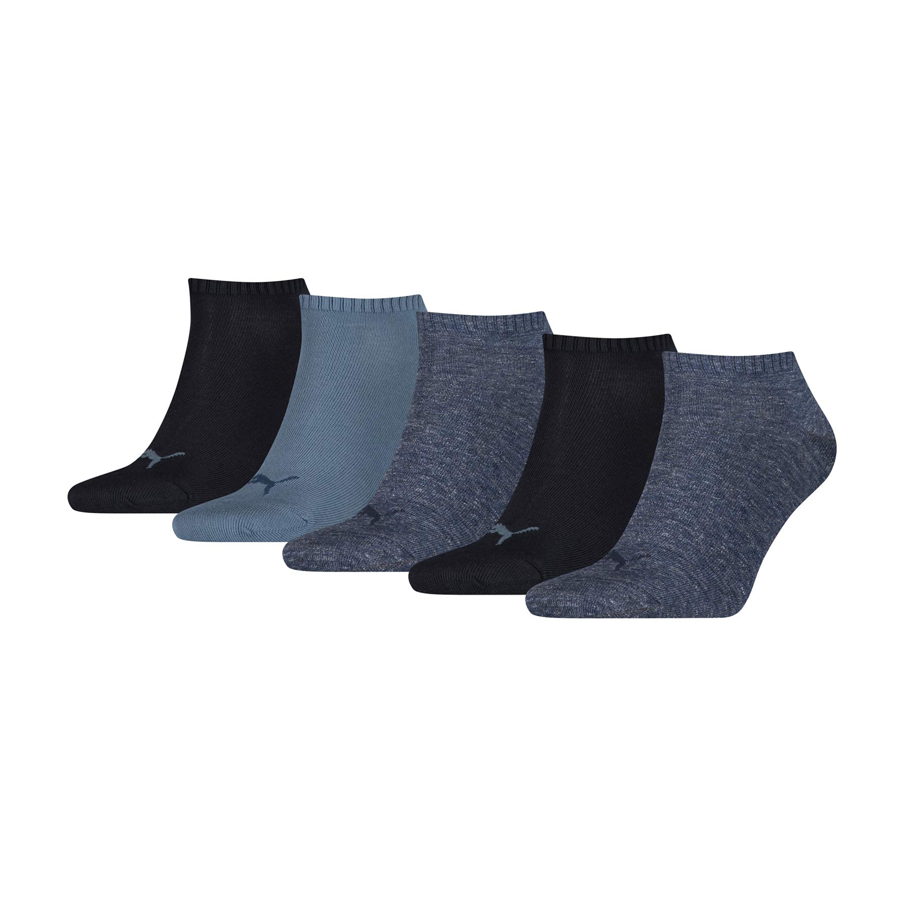 PUMA Unisex Puma Unisex Plain Sneaker - Trainer (5 Pack) Socks, Denim Blue, 2.5-5 UK