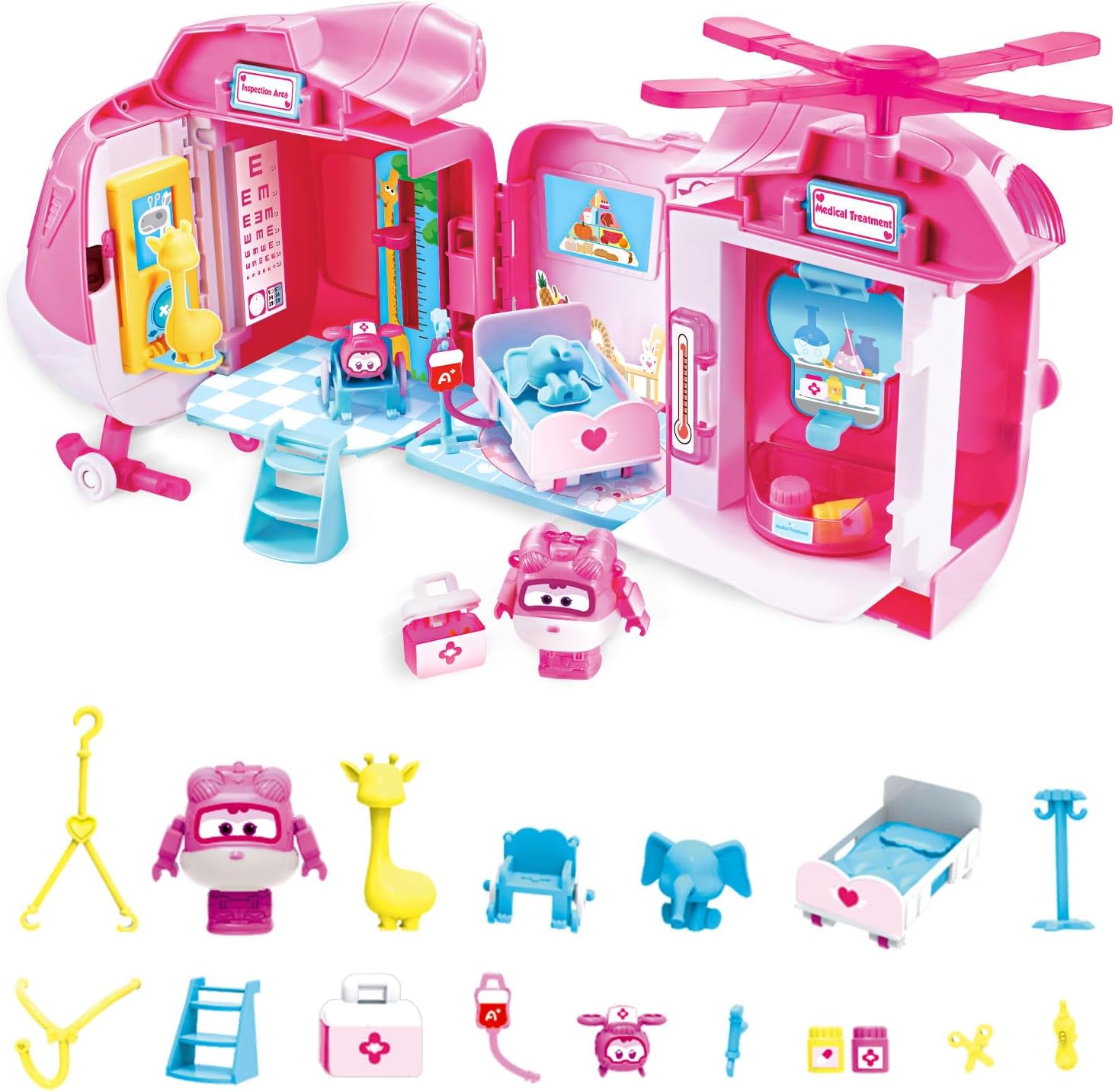 Super Wings Kit Toys, Dizzy Rescue Helicopter Play Set Toddler Toys, 2 in 1 Transformable Pretend Playset Kit for Kids Ages 3 4 5 6 7 8 9