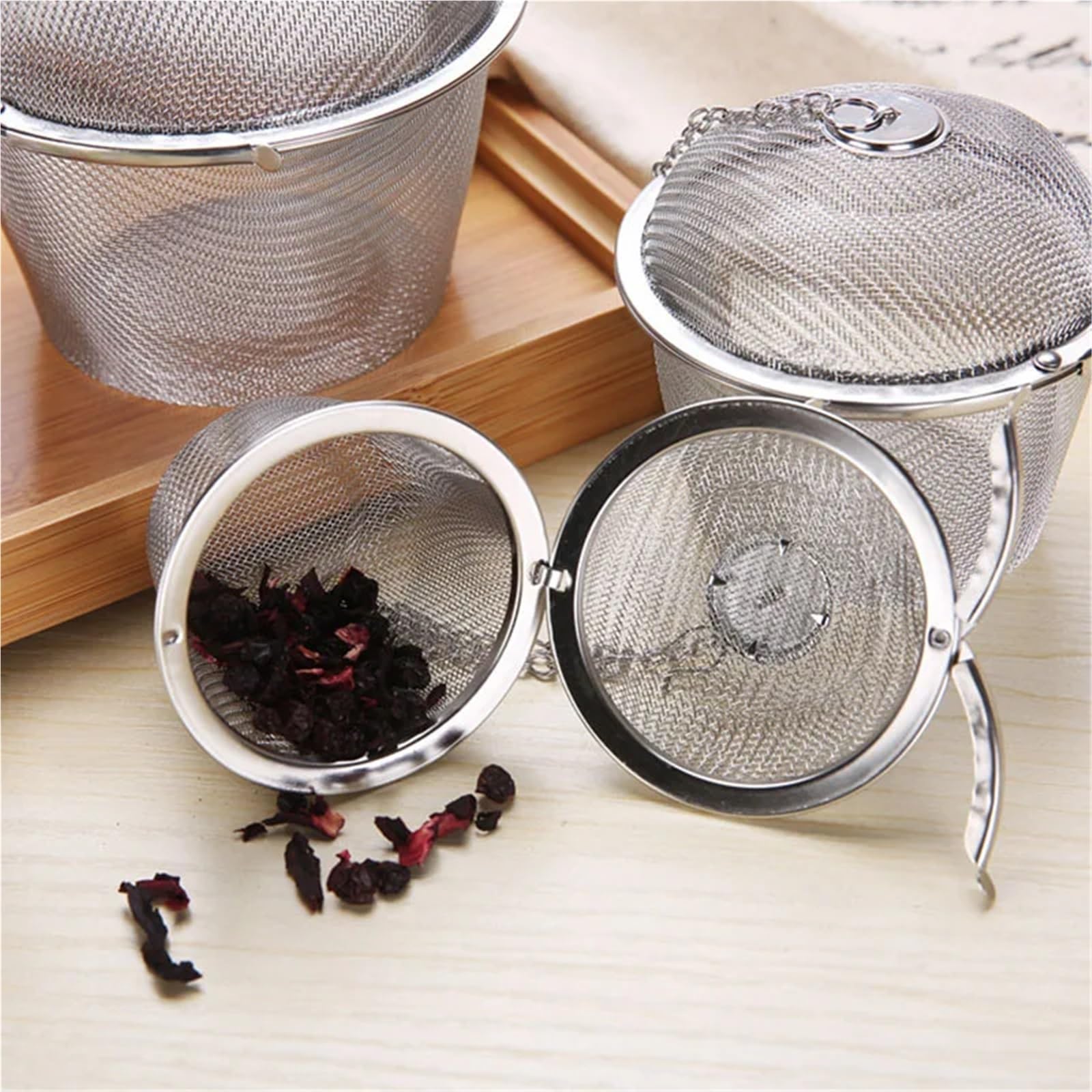 Tamiz para harina, Colador de harina acero inoxidable 5 tamaños, 1 unidad, for té, especias, forma huevo, infusor malla metálica, difusor(B)
