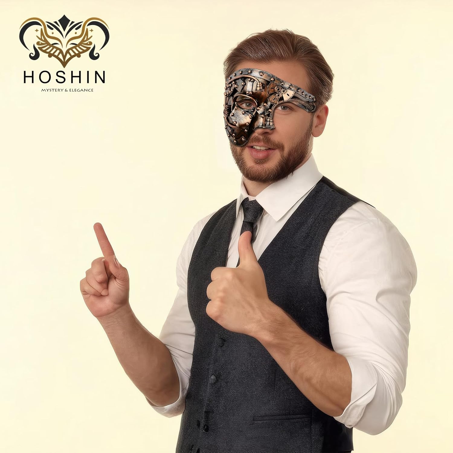 Hoshin Masquerade Mask, Half-Face Mardi Gras Decorations Venetian Masks for Mens - Image 6