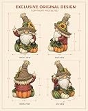 SHEHIM Fall Decor Handmade Resin Scarecrow Gnome – Integrated multi pumpkin display base