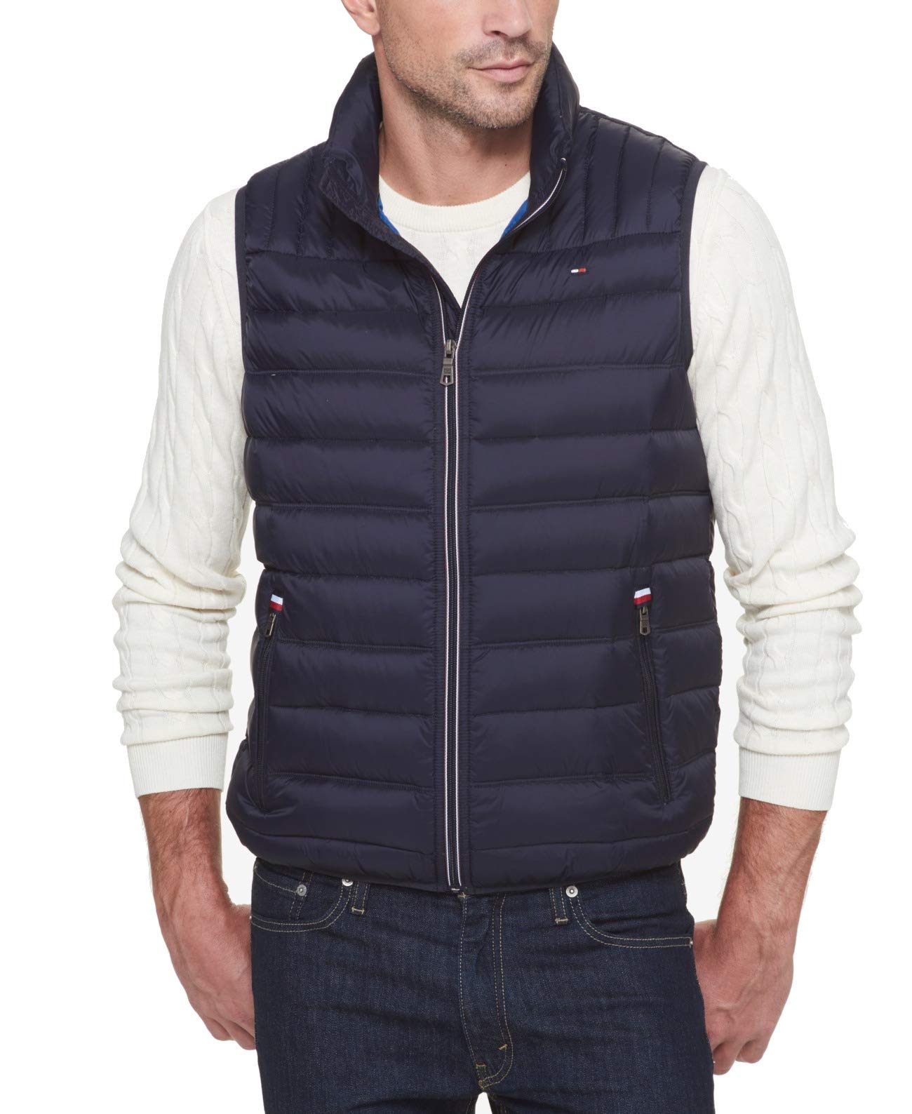 Tommy Hilfiger Men's Lightweight Packable Puffer Vest, Black, XXL
