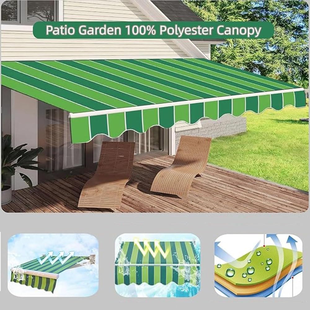 Markiza na patio 3 x 3 m, zapasowa tkanina – do użytku na zewnątrz, osłona przeciwsłoneczna, wysuwana markiza do okien i drzwi, odporna na warunki atmosferyczne, czerwona, 3 x 2 m
