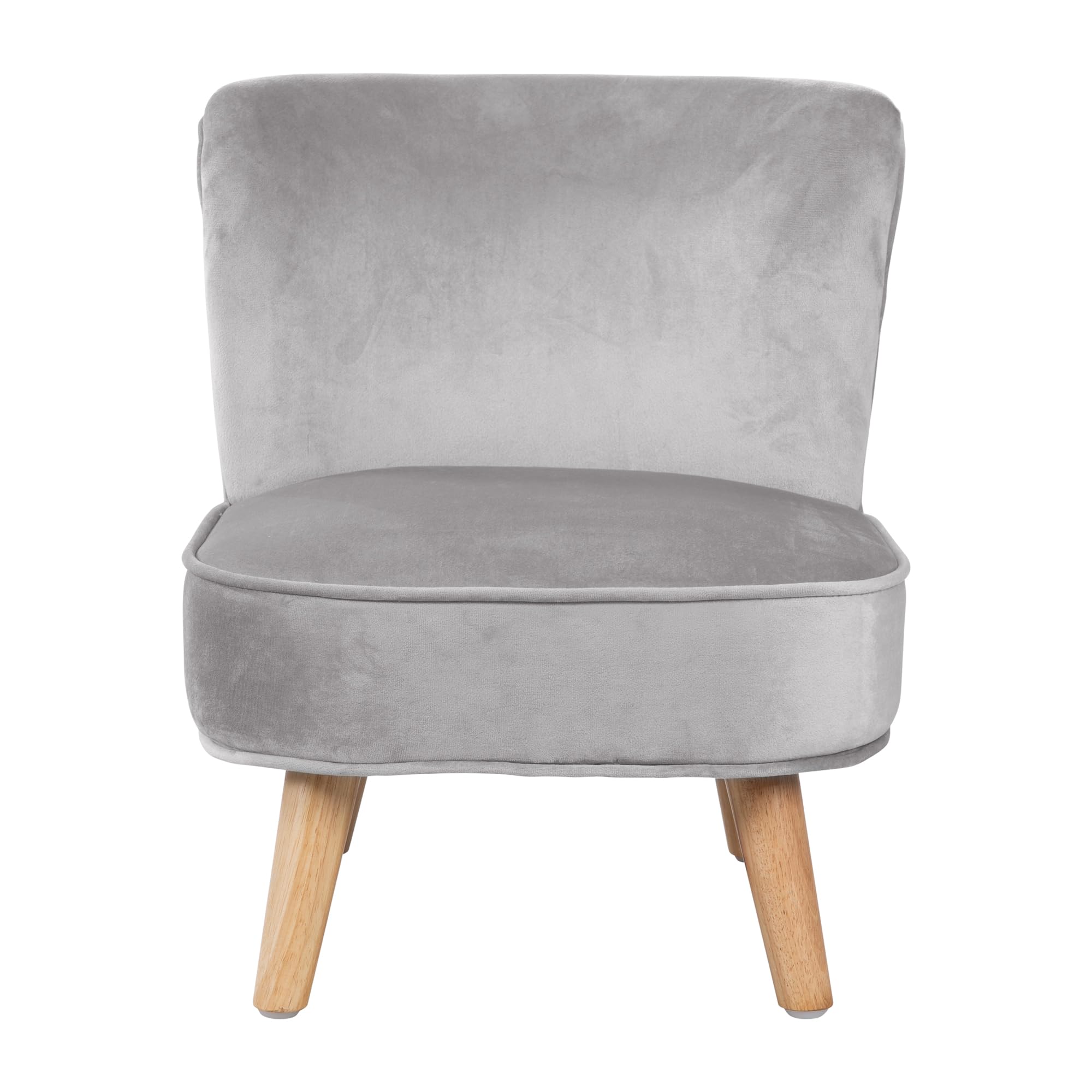 roba Fotel dziecięcy Lil Sofa - Wygodny fotel dla dziewcząt i chłopców - Stabilne drewniane nogi - Do pokoju niemowlęcego i dziecięcego - Materiał z weluru - Szary
