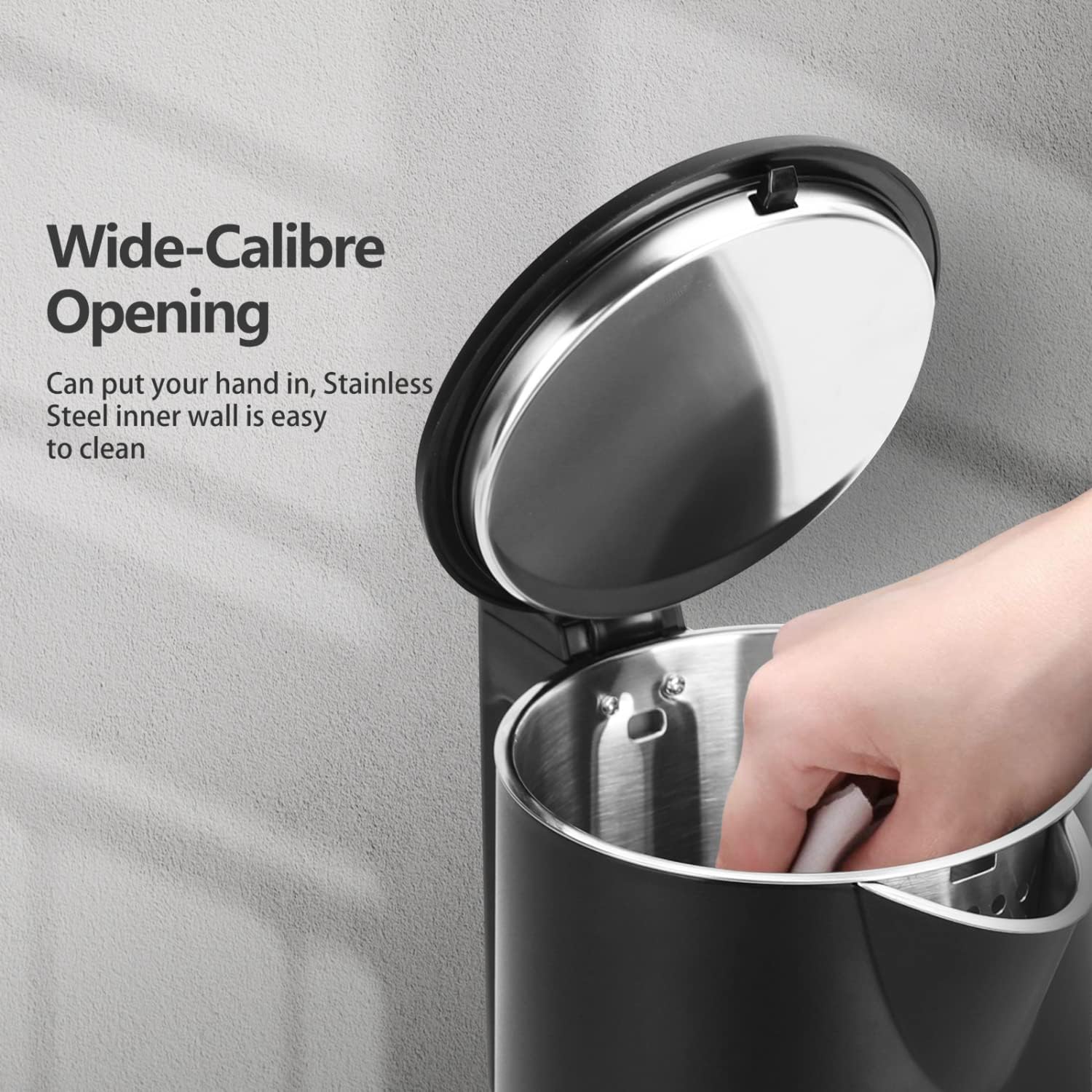 Kettle with wide opening for cleaning