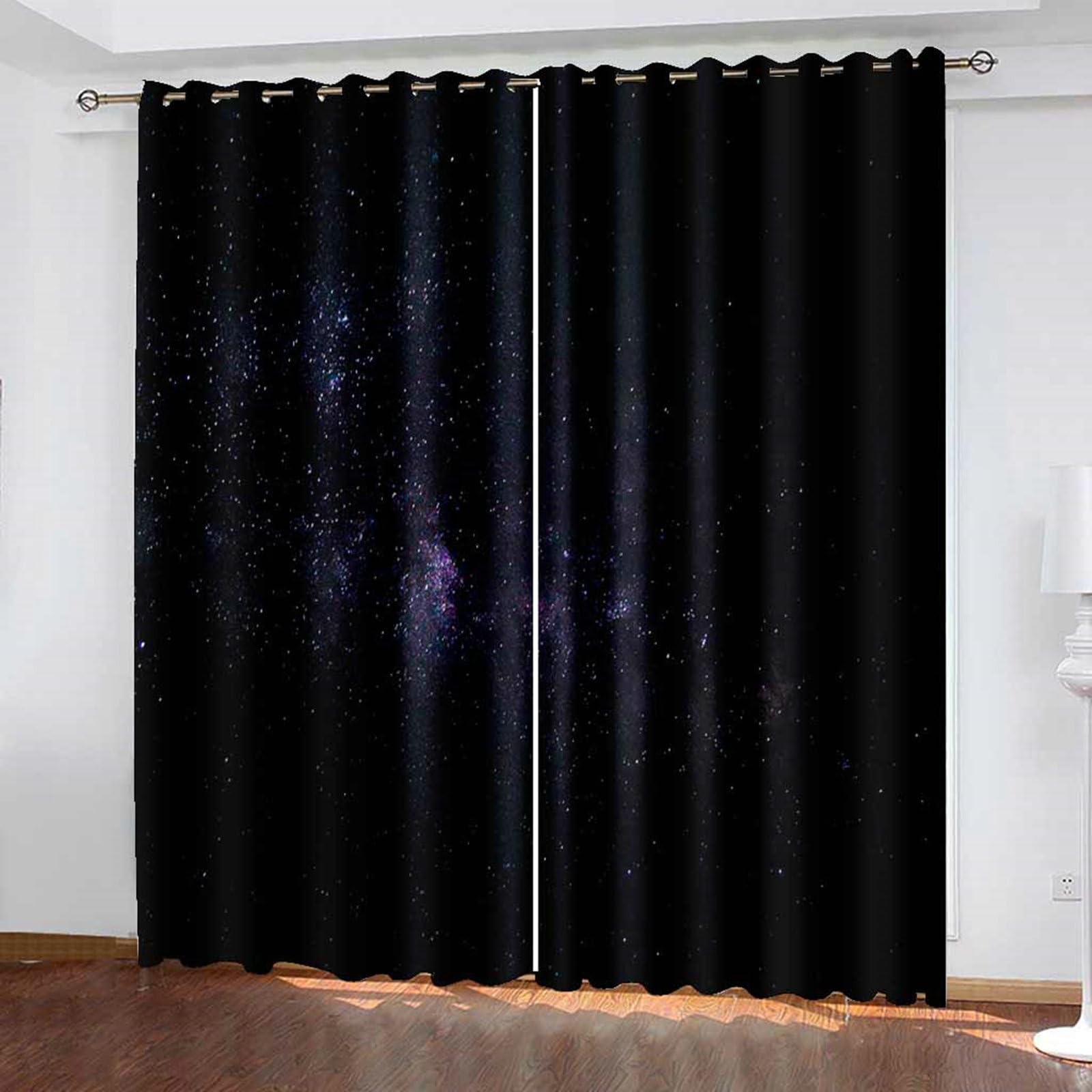 Gualiy Verdunklungsvorhänge 2er Set, Vorhang 102x214 Sternenhimmel Landschaft Wohnzimmer Vorhang Blickdicht
