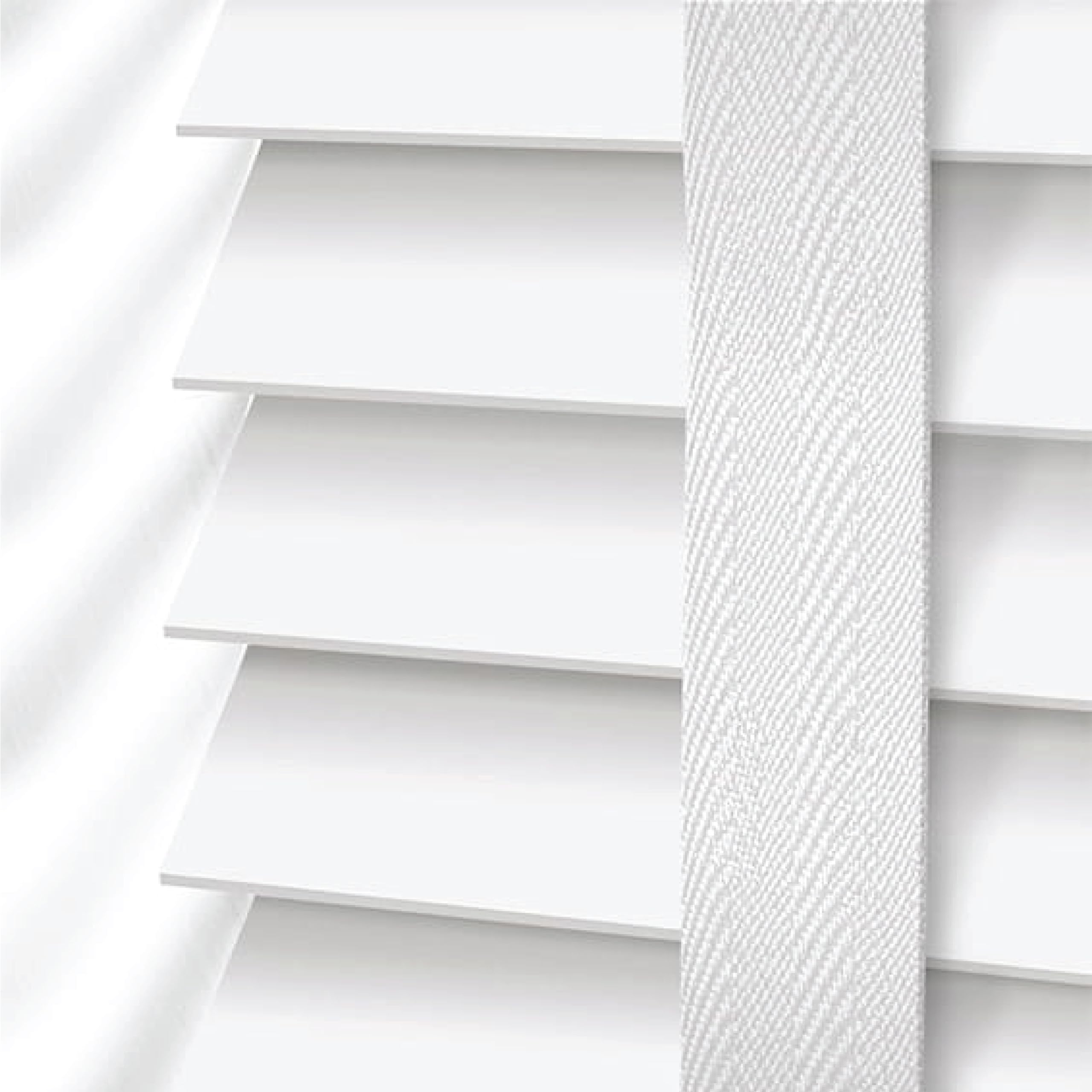 EV DEKOR Faux Wood Window Blinds with Tape Design, 50mm Slats, Easy Fit Home Office Venetian Blinds (90 X 213cm) - White blind