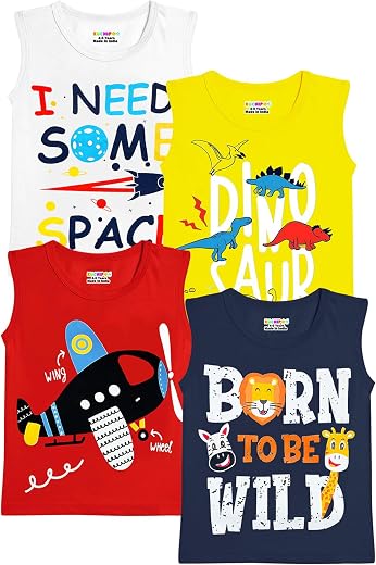 Kuchipoo Boys Sleeveless Regular Fit Cotton T-Shirt