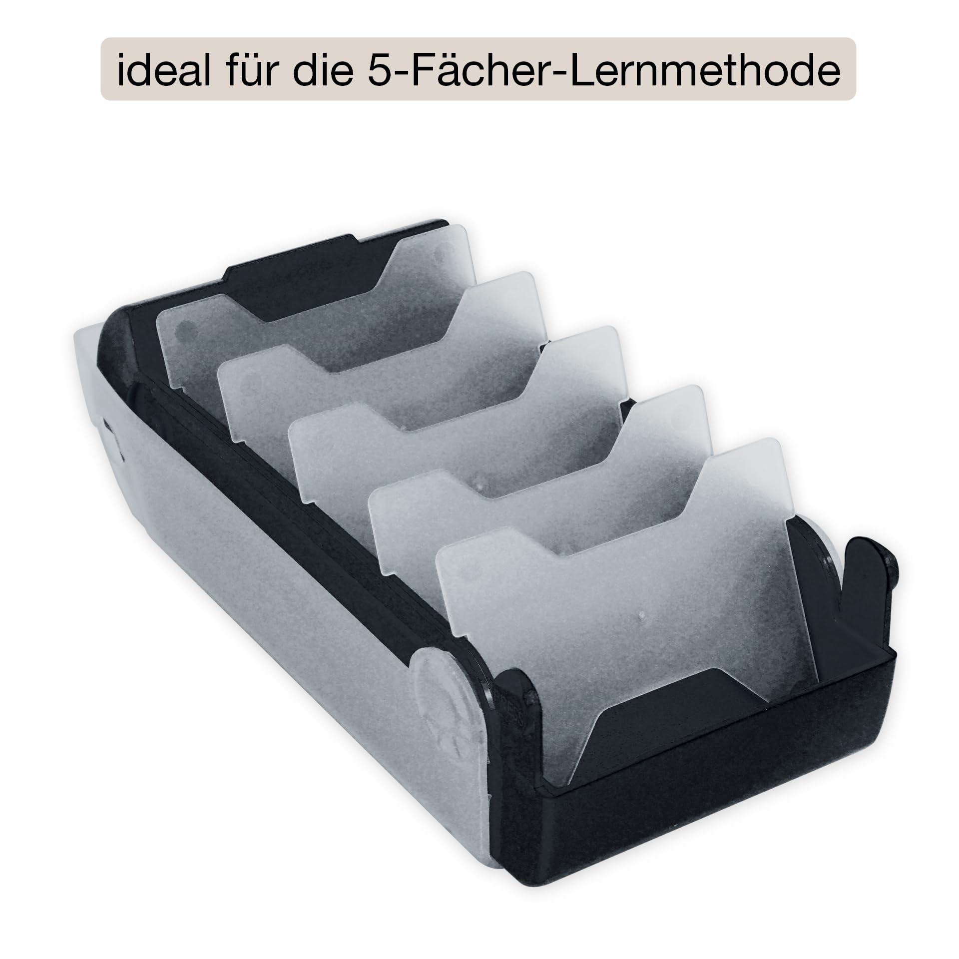 TimeTEX Boîte à fiches en plastique A8 semi-transparente avec couvercle rétractable 5 compartiments 20 x 9 x 6,5 cm noir