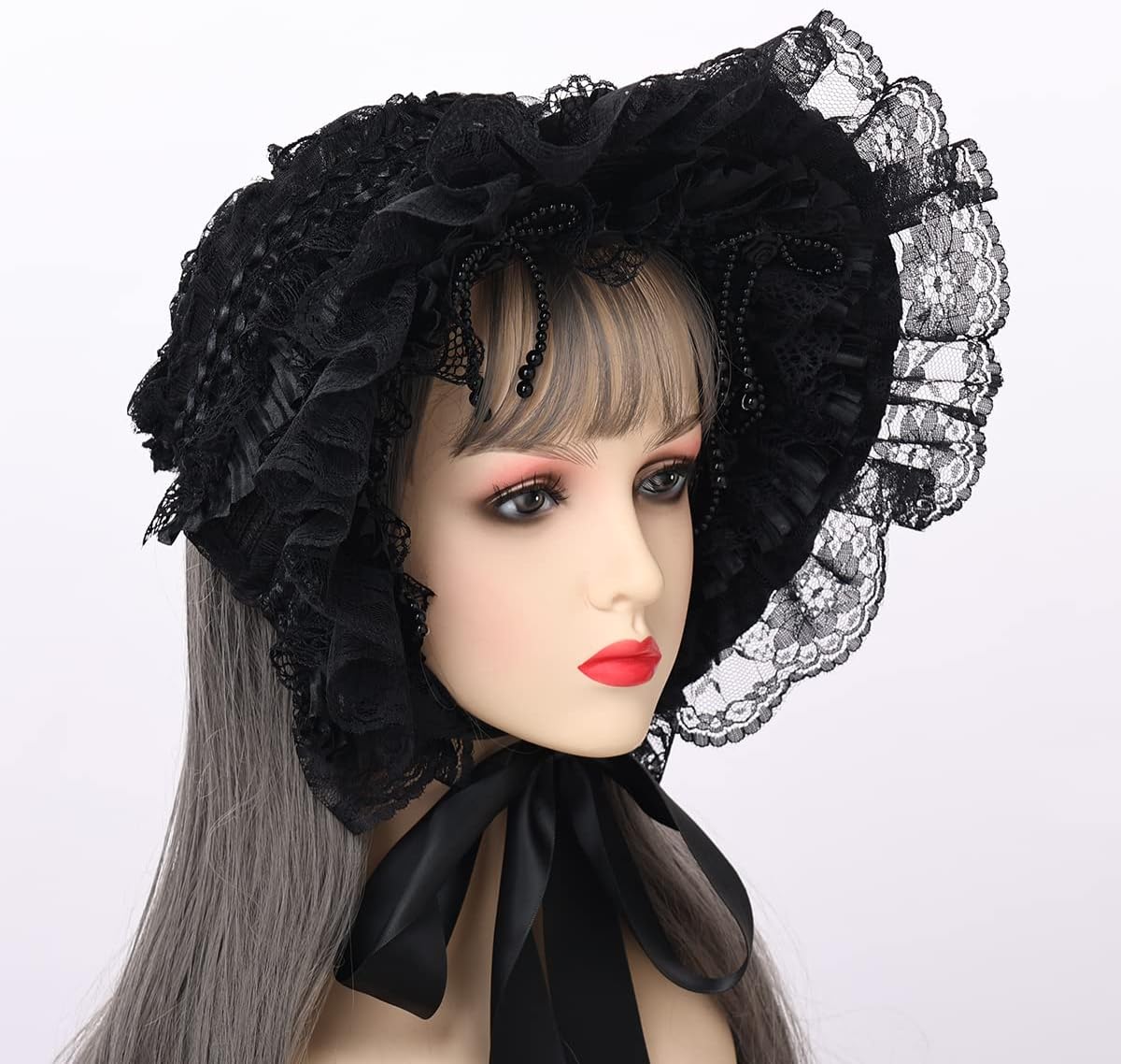 COSDREAMER Girls Women Victorian Bonnets Lace Flowers Tea Party Hats