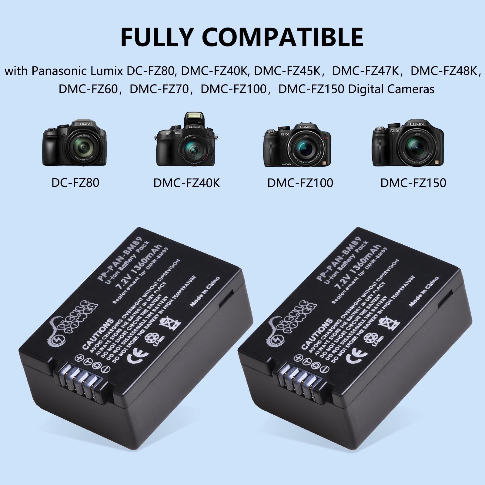 Batterie Et Chargeur DMW-BMB9E DMW-BMB9, Pour Panasonic Lumix