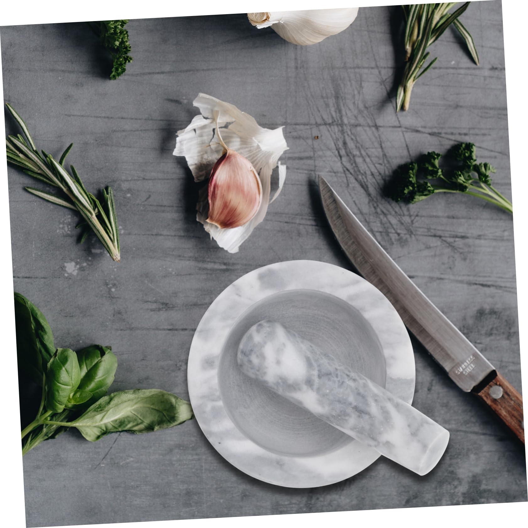 2sätze Ergonomischer Und Stößel Aus Marmor Küchengerät Zum Zerkleinern Von Knoblauch Und Gewürzen Für Zubereitung Von Frischen Saucen Und Gewürzmischungen Verschiedene
