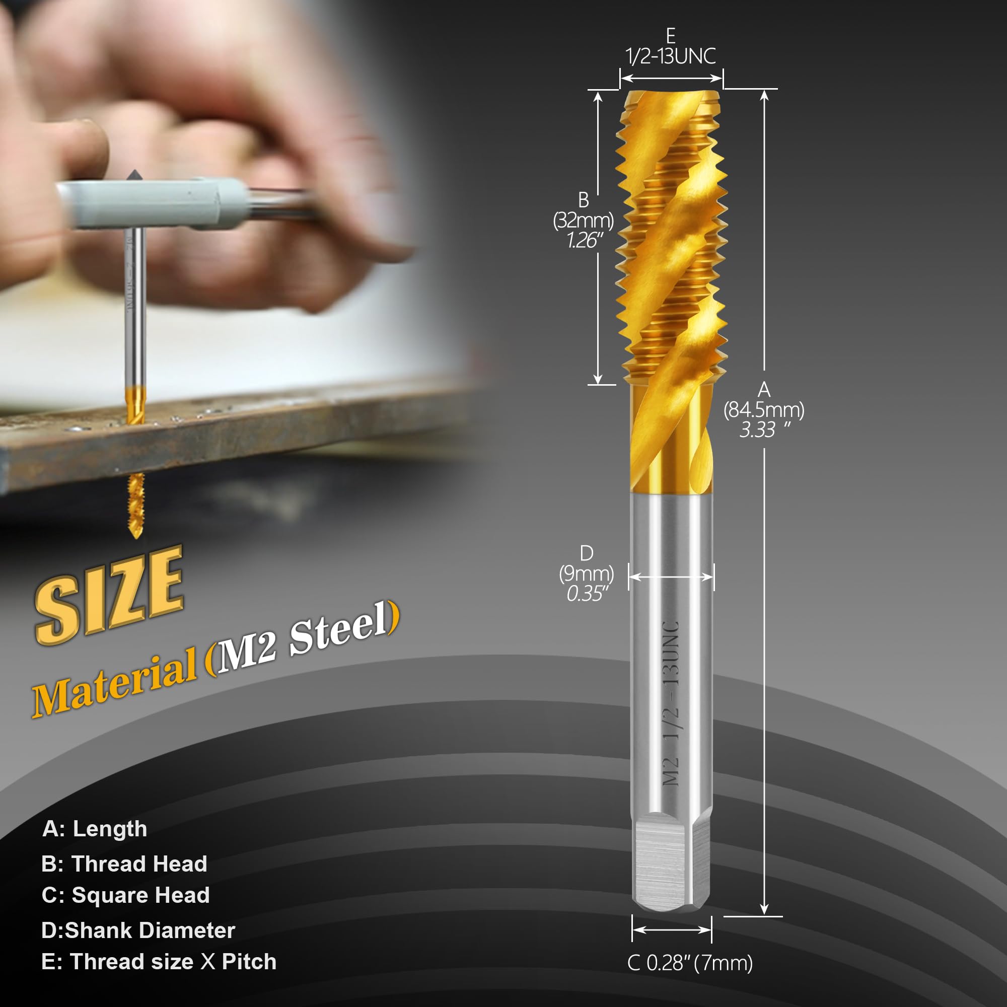 1/2"-13 UNC Spiral Flute Thread Tap,Thread Milling Tap for M -2 1/2"-13 UNC Spiral Flute Thread Tap,Thread Milling Tap for M -2