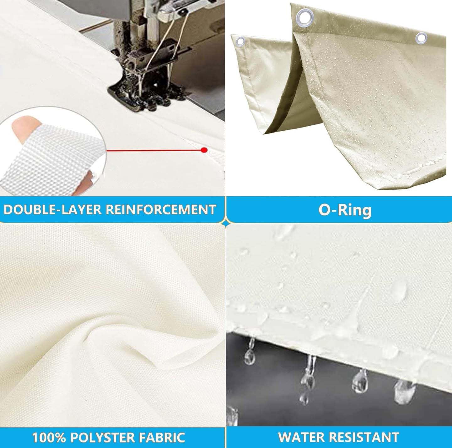 Retractable Wave Sun Shade Sail 4' x 10' Waterproof Pergola Shade Cloth Cover Polyester Sunscreen Awning Canopy Wind Protection for Outdoor Patio Yard Terrace Carport Cream