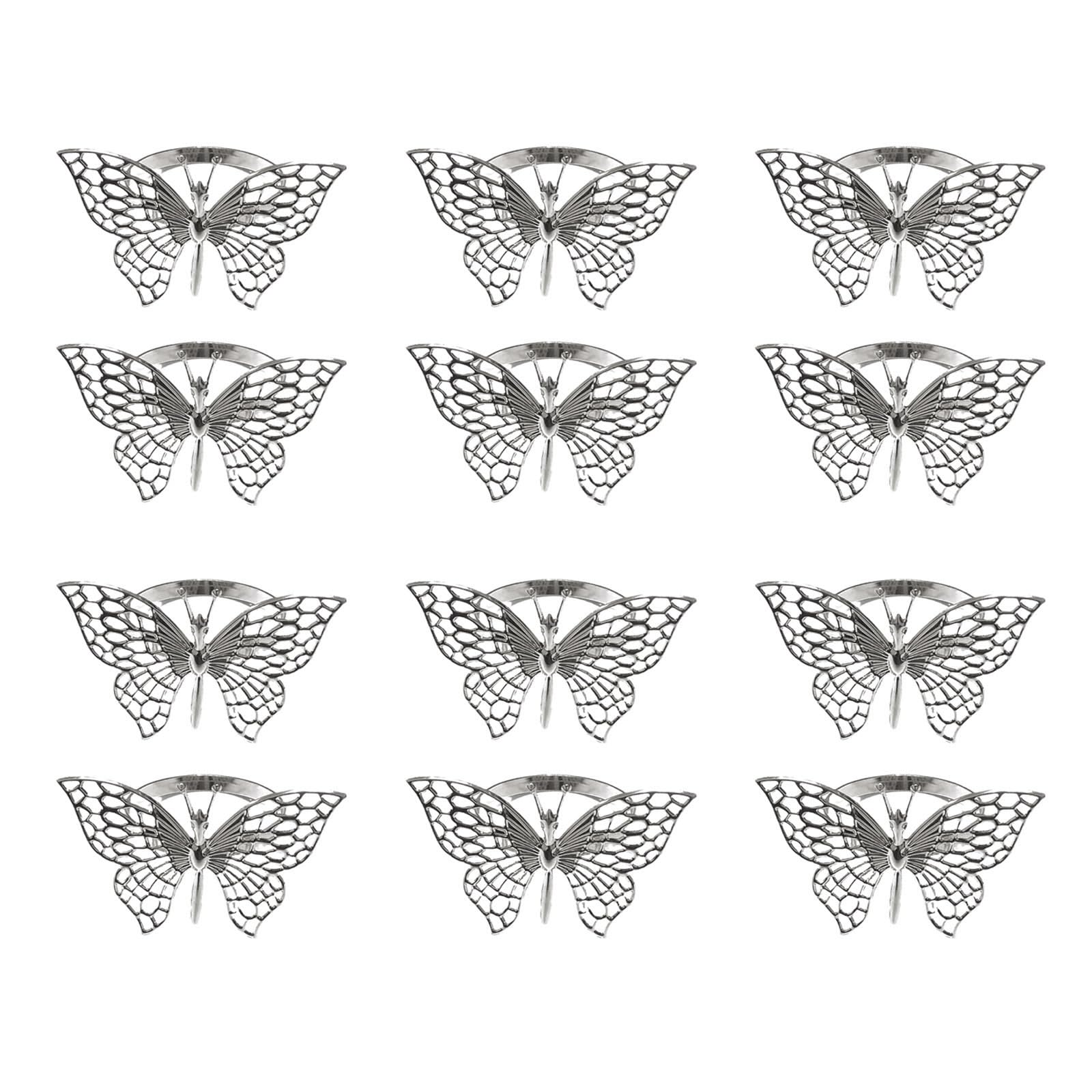 MALSSE Of 12 Beautiful Butterfly Napkin Rings for Upscales Dining and Event Decorations Iron Decors Festival Table Setting