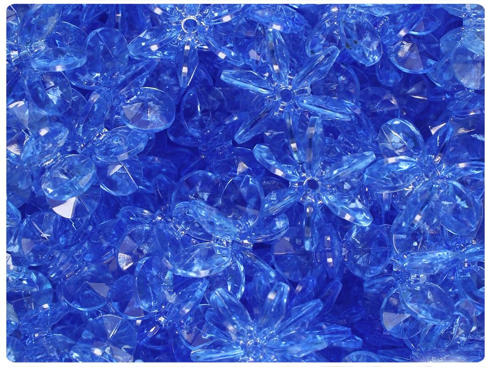 BeadTin Medium Sapphire Transparent 18mm Sunburst Craft Beads (135pcs)