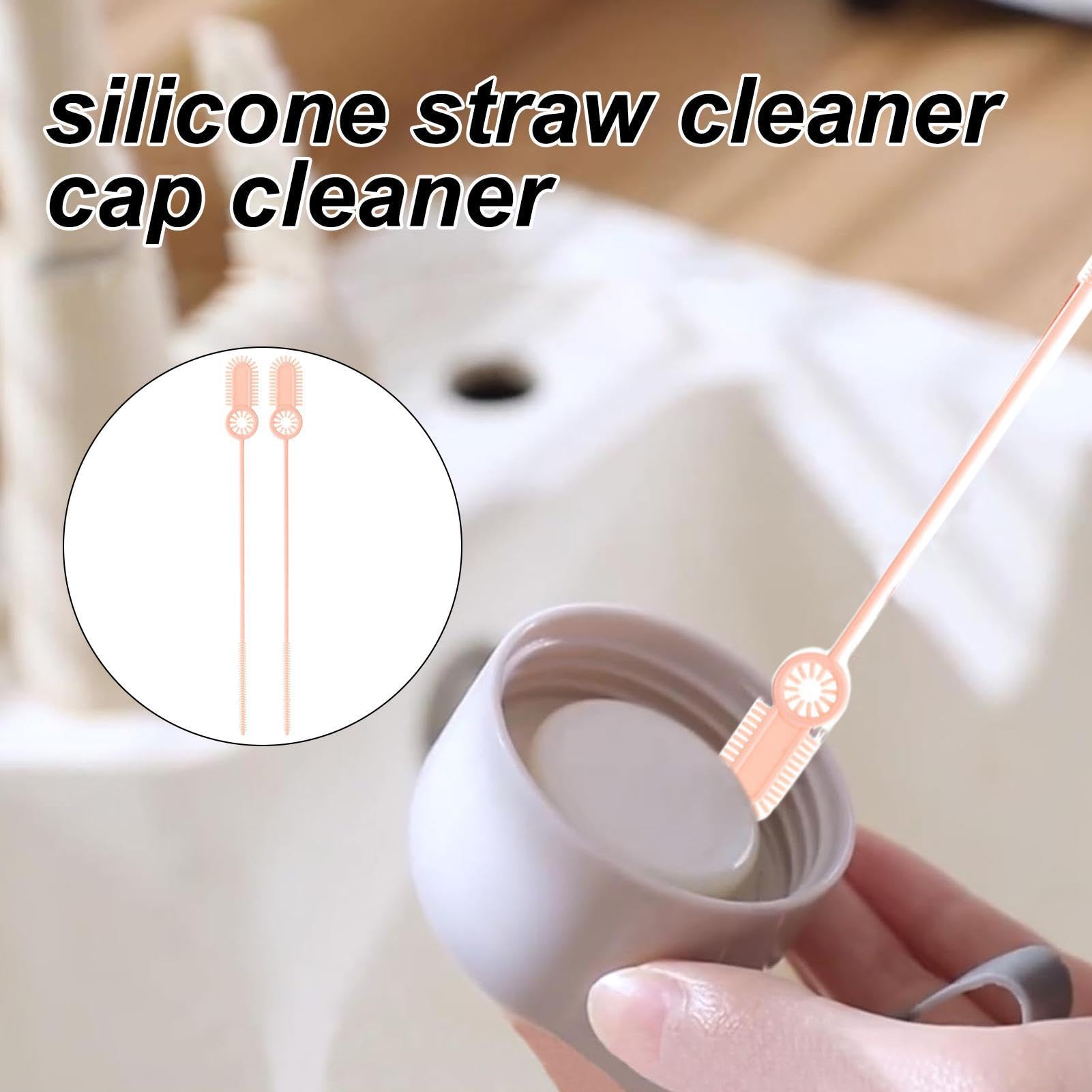 Spazzola lunga per la pulizia della cannuccia, 2 pezzi, kit di pulizia per bottiglie d'acqua, tubo flessibile in nylon con setole di nylon con di design a manico esteso, bacchetta da cucina