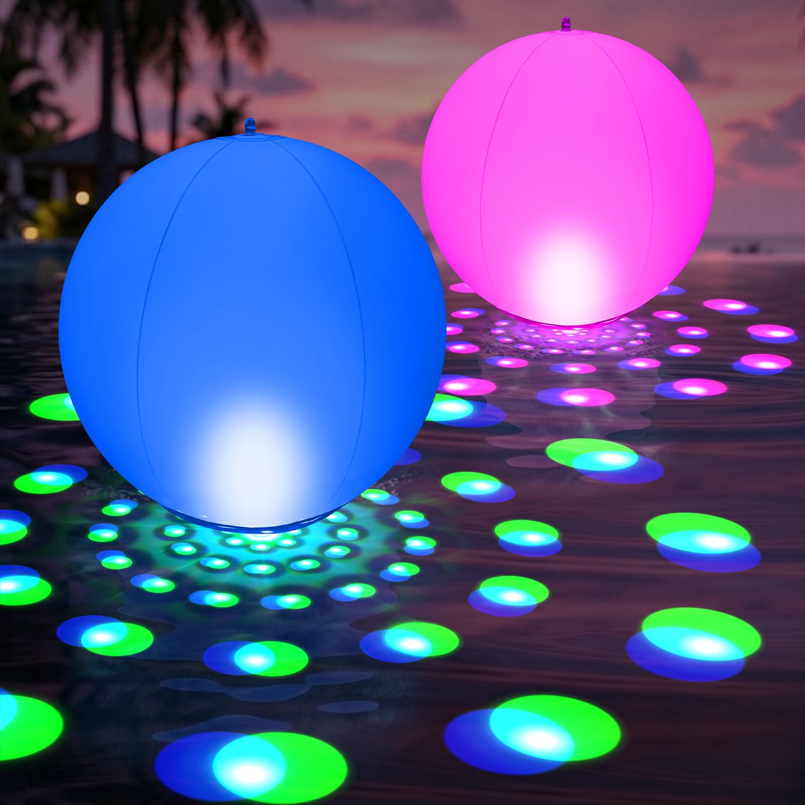 Schwimmende Pool-Lichter, 38,1 cm, aufblasbare, solarbetriebene Pool-Lichter, schwimmend, farbwechselnde LED-Kugeln, IP68 wasserdicht, solarbetriebene Leuchtkugeln für Pool, Teich, Partydekoration im