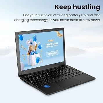 HBESTORE10.1 Mini Laptop, IPS Display - with Celeron N4000 (Up to 2.6GHz), 8GB RAM 512GB SSD Windows 11 OS, Lightweight & Powerful Small Computer (Black, 8GB+512GB)
