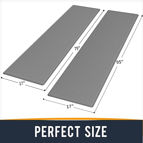 Miniatura 2 de Tapete de cocina de 2 piezas, antifatiga, acolchado, tapete de cocina para estar de pie, 17 x 79 pulgadas + 17 x 95 pulgadas, gris