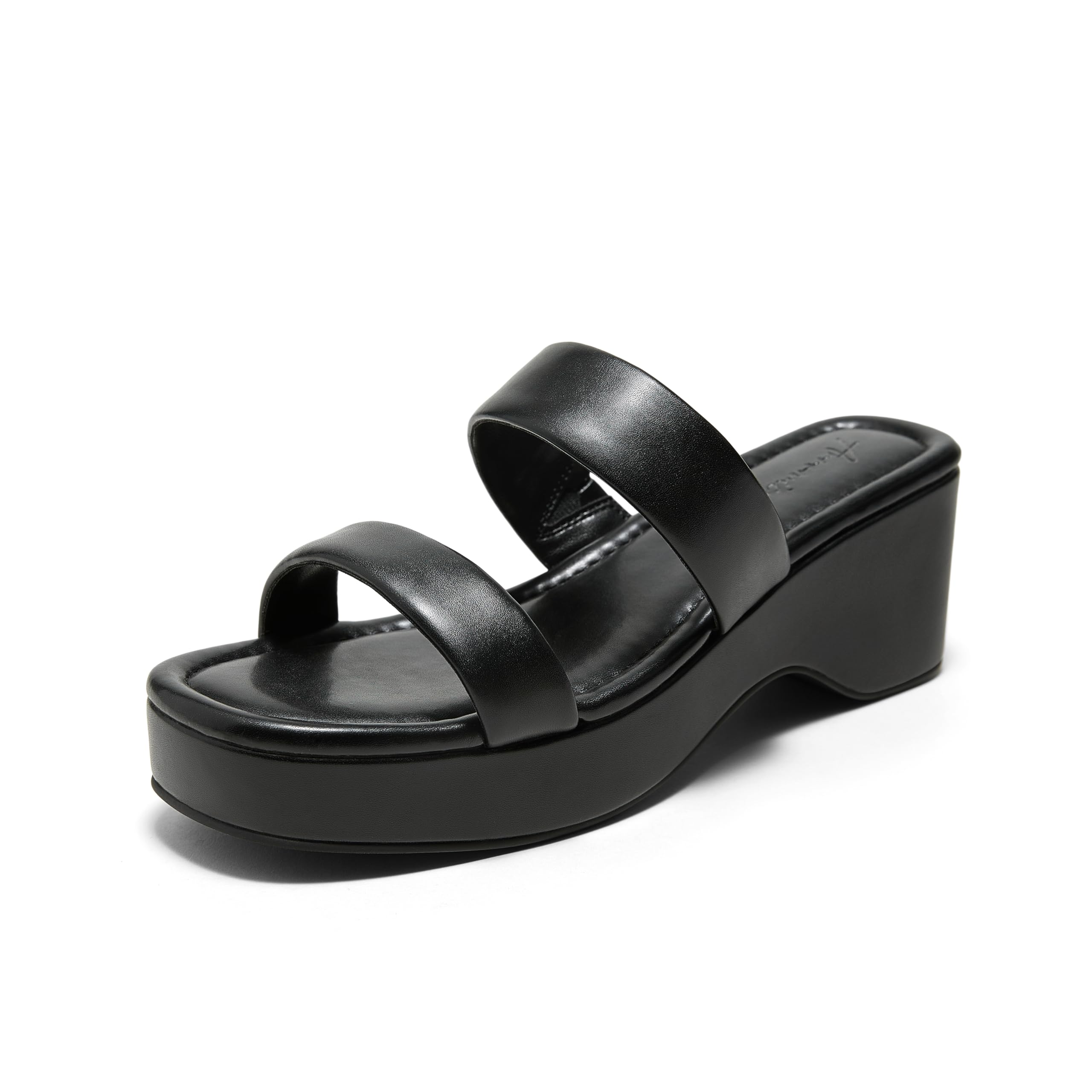 Arromic Platform Wedge Sandals Women Open Toe Slip on Two Strap Chunky Heeled Sandal for Summer Casual Dressy