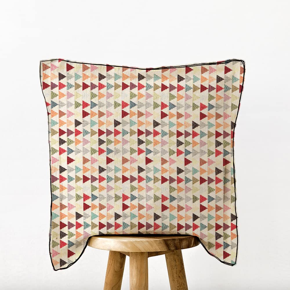 Kt KILOtela - Tela Tapicería, Jacquard Gobelino, Tapizar Sillas, Cojines, Sofá, Resistente, 100 cm Largo x 280 cm Ancho, Triángulos, Multicolor, Beige - 1 Metro — view 4
