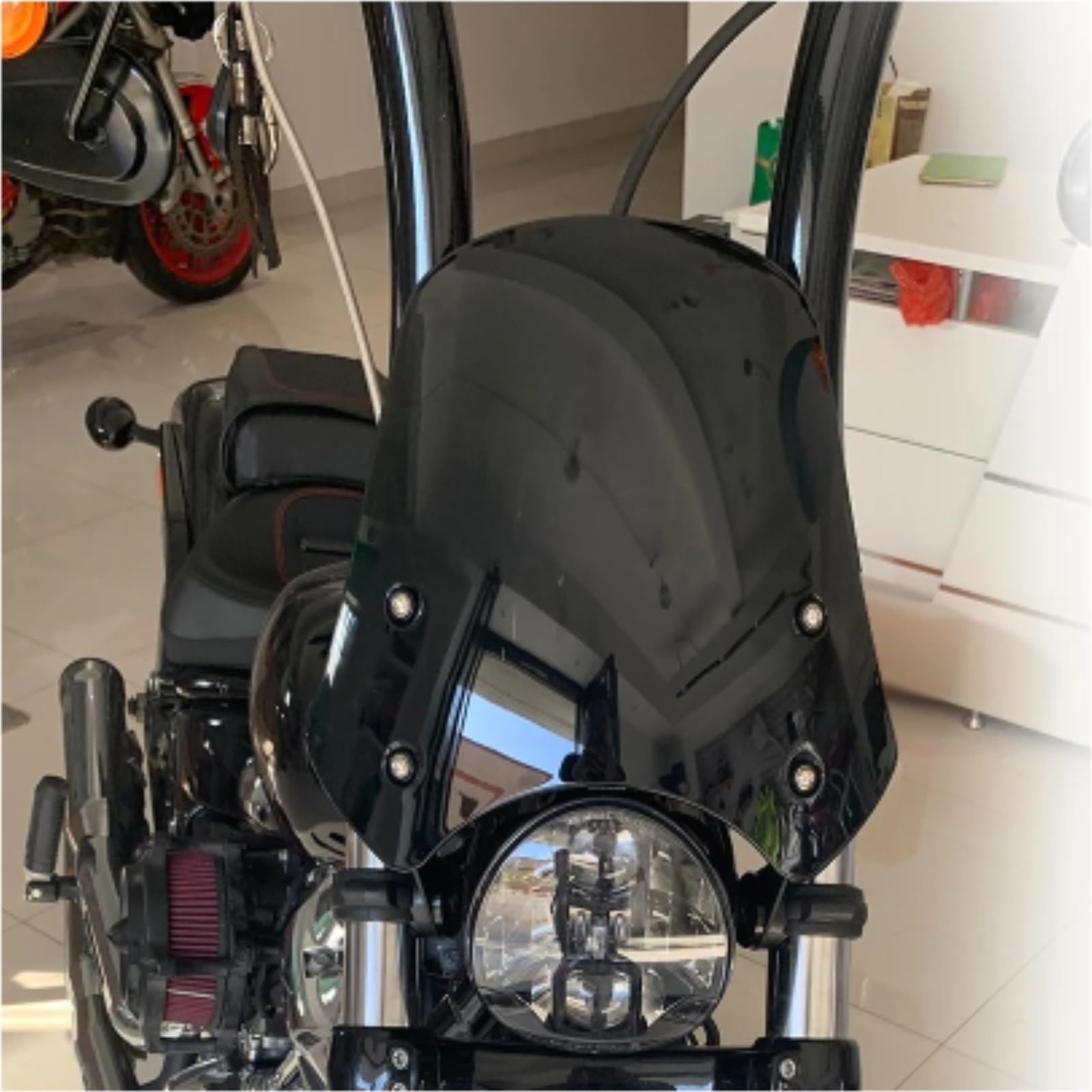 Deflector Viento Motocicleta Compatible Con FXST 2005 2006 2007 2008 2009 2010 2011 Para FXSTB 2000-2009 Extensión Del Alerón Del Parabrisas De La Motocicleta