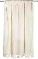 Vista 2 de DII Manta moderna en zigzag de algodón tejido, anudada a mano con flecos de 2.5 pulgadas, 50 x 60 pulgadas, natural