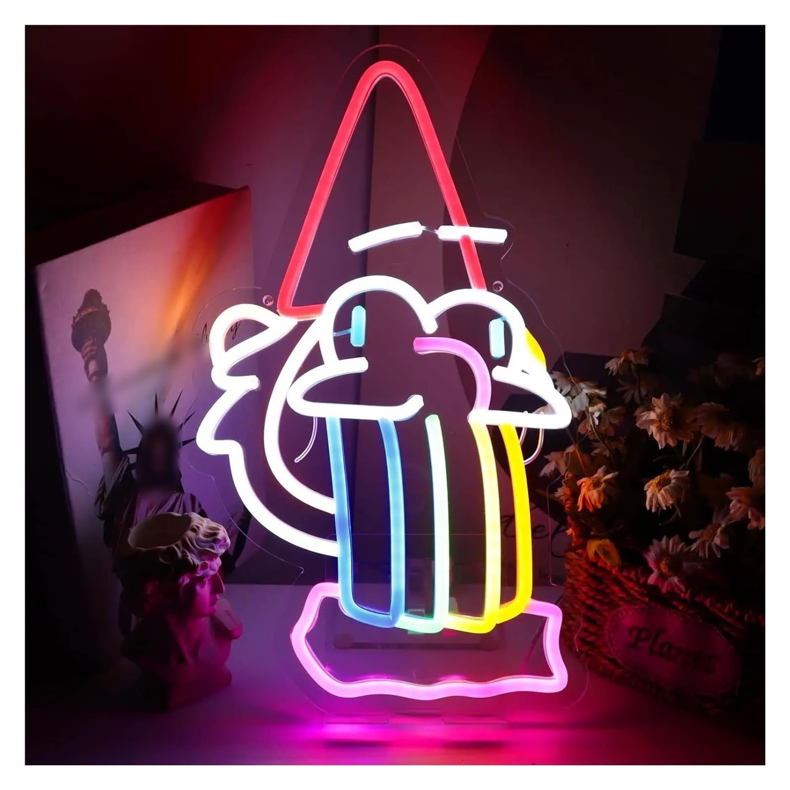 LEMST Signs Lamp Gravity Fall Dwarfs Spit Out Rainbow Neon Sign Anime Neon Light for Room Wall Decor USB Dimmable Gamer for Teens Boys Kids 39x24.5cm