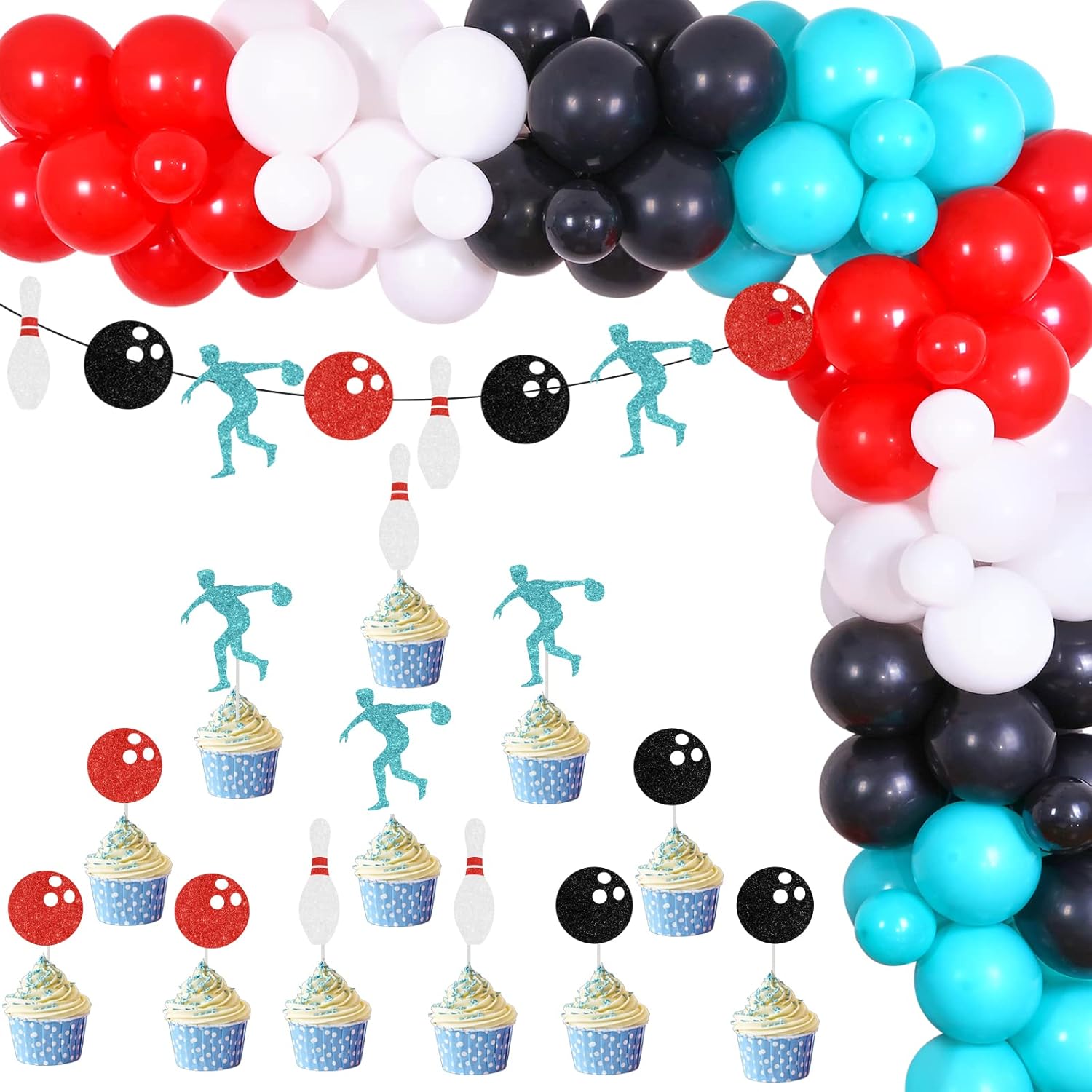 Bowling Theme Party Decorations Red and Teal Bowling