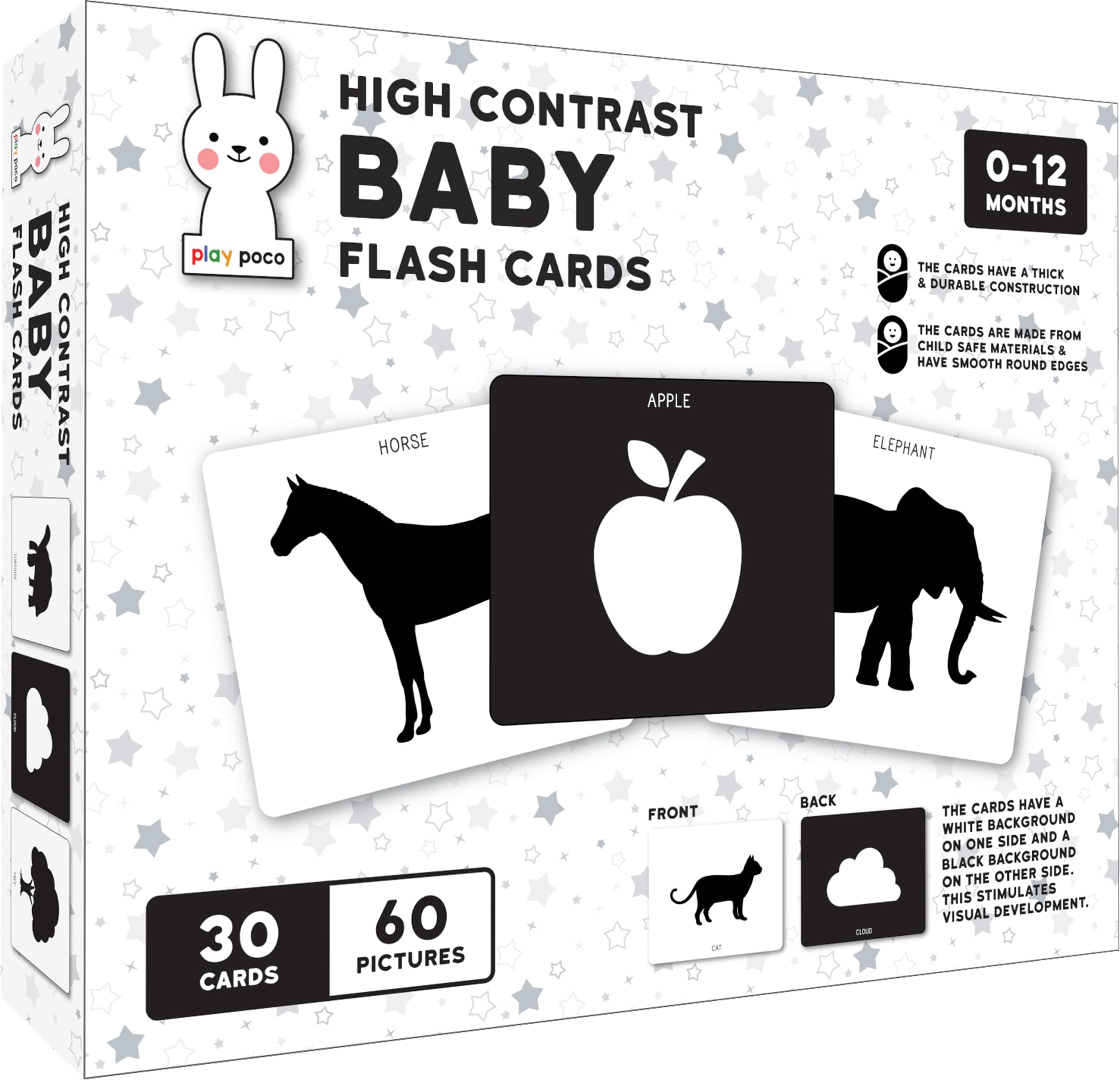 Play Poco High-Contrast Flash Cards Set for New Born Baby and Infants,60 Pictures,Visual Stimulation and Brain Development, Black and White Learning Cards (0-12 Months) (B0CW21RF9F) Amazon Price History, Amazon Price Tracker