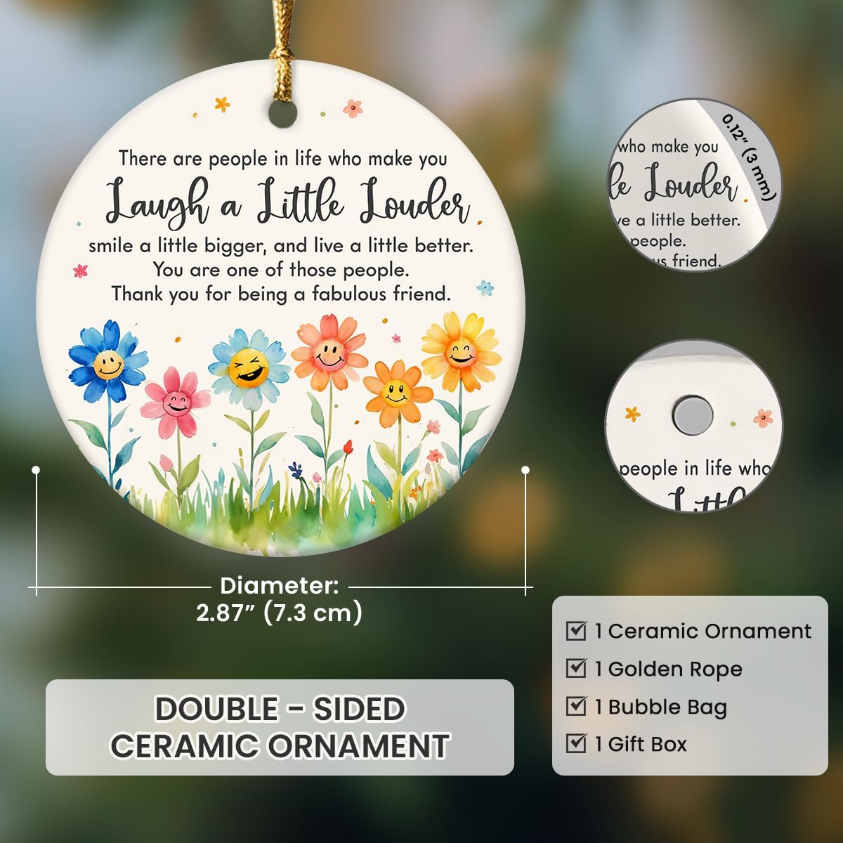 Friendship Christmas Ornaments 2025 - Friends Ornaments for Christmas Tree, Work Besties Gifts for Women, Coworker, Double Side Thank You BFF Ornament, Xmas Gift for Friends - Image 2