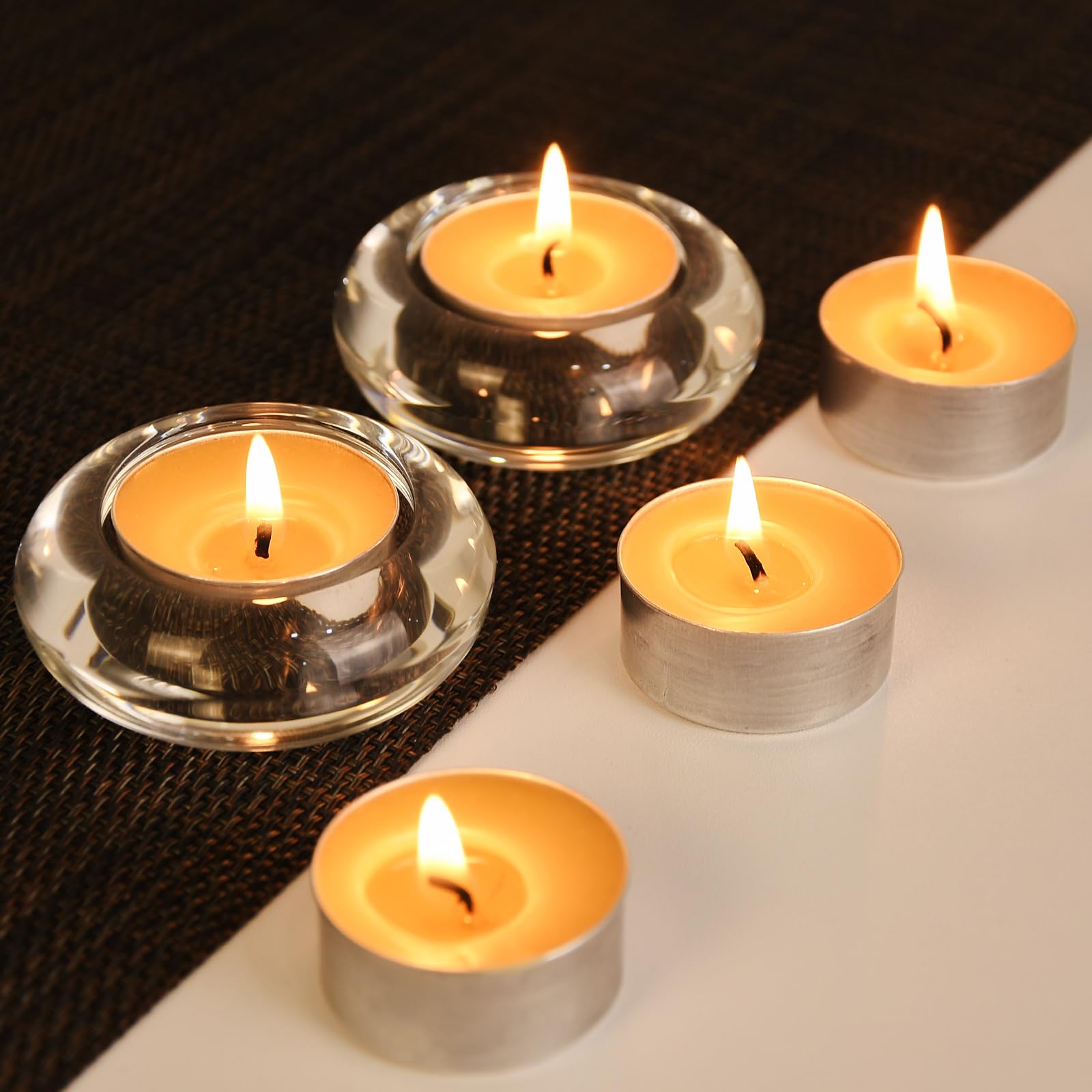 DEYBBY - Velas de té de cera de abeja natural, paquete de 20 velas de cera de abeja hechas a mano en taza de aluminio, ideal para decoración del hogar